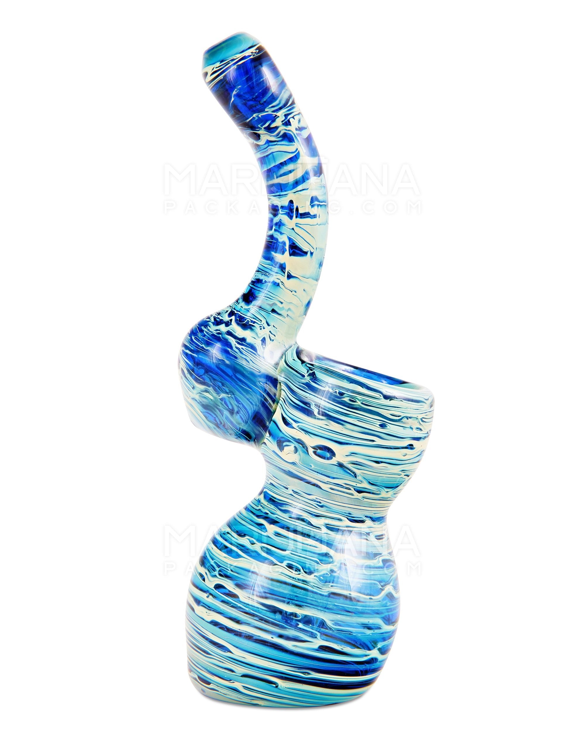 Raked & Mixed Fumed Bubbler | 5.5in Tall - Glass - Blue - 6