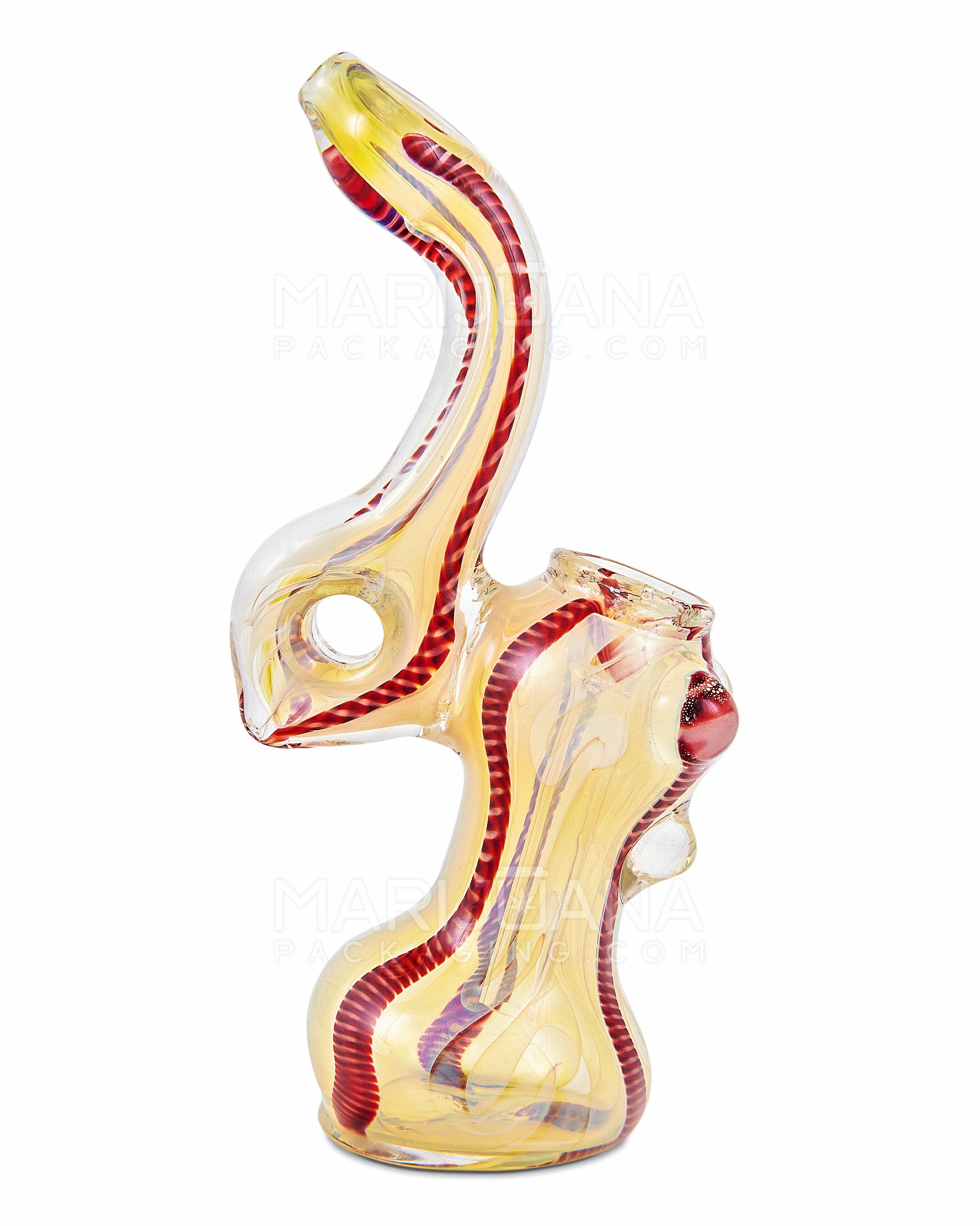 Ribboned & Fumed Bubbler w/ Donut Neck | 6in Tall - Glass - Assorted - 8