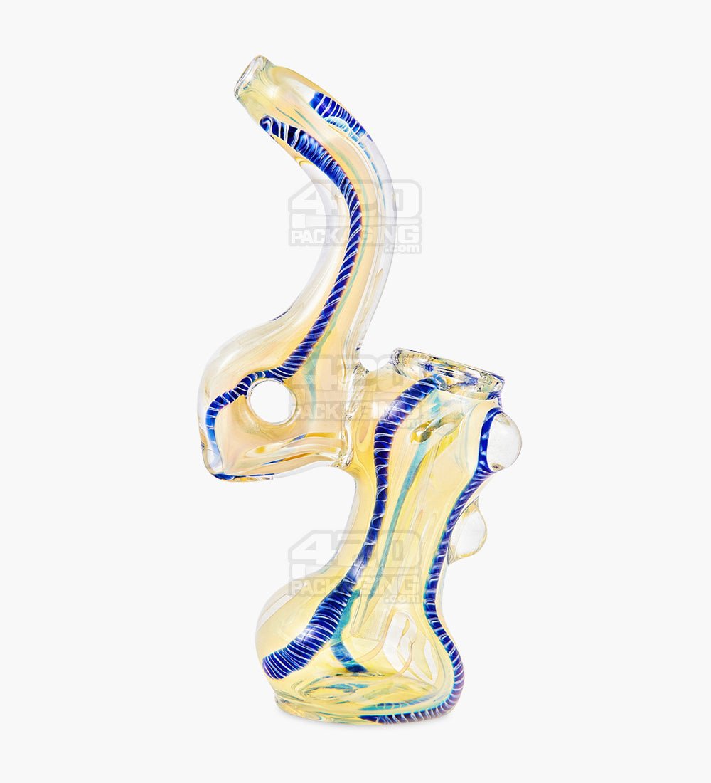 Ribboned & Fumed Bubbler w/ Donut Neck | 6in Tall - Glass - Assorted - 1