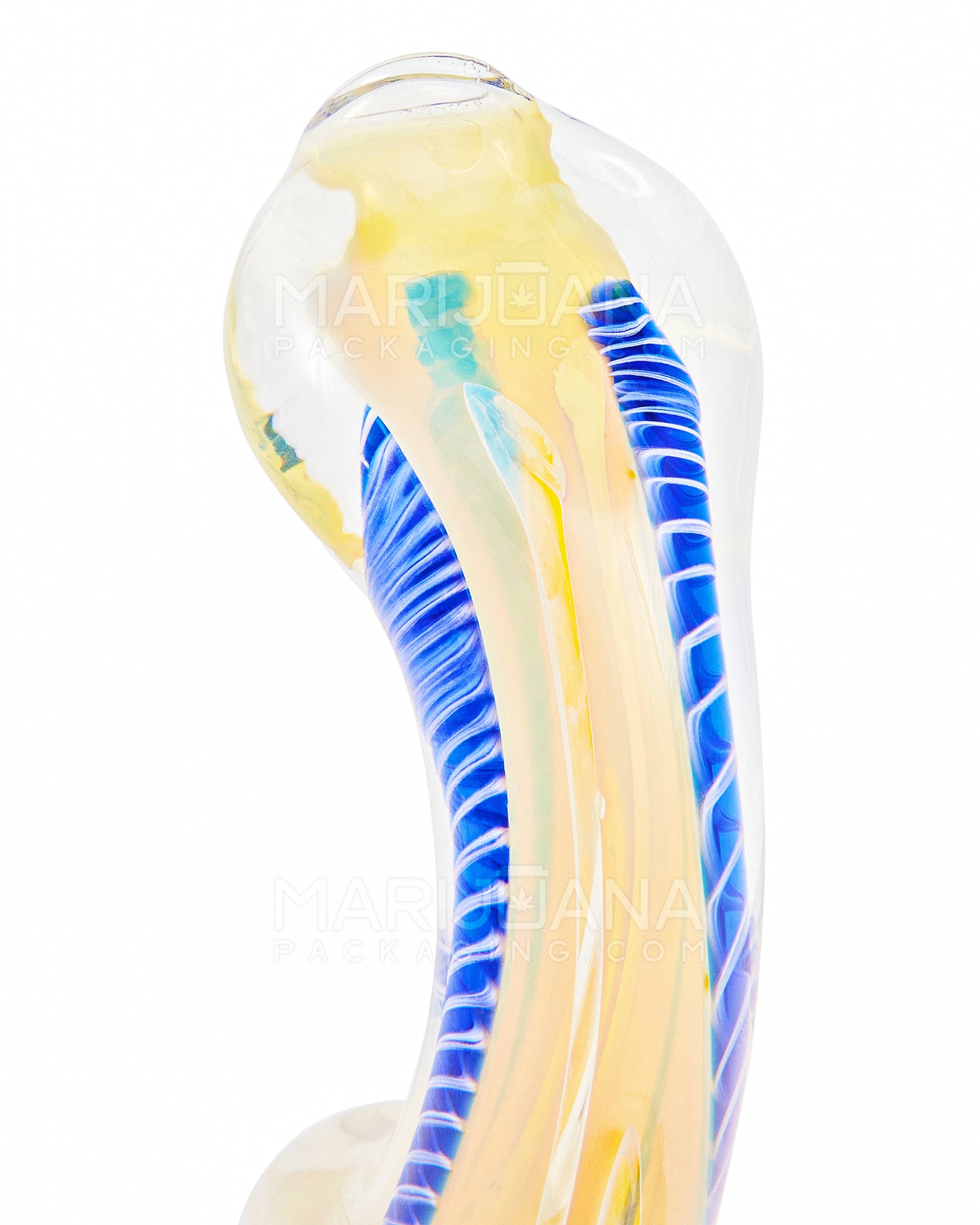 Ribboned & Fumed Bubbler w/ Donut Neck | 6in Tall - Glass - Assorted - 7