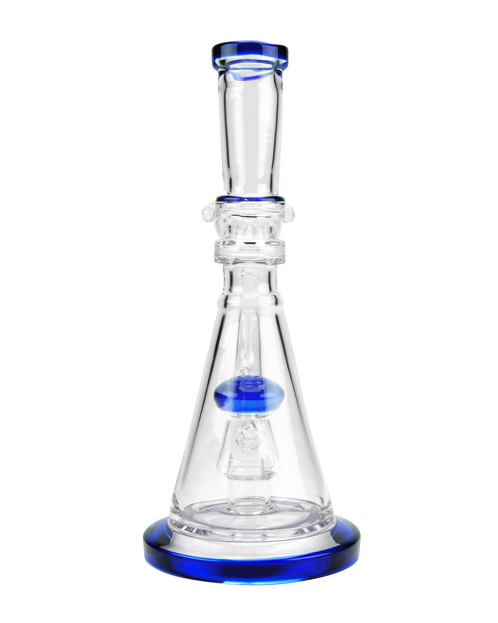 Straight Neck Circ Perc Glass Beaker Water Pipe w/ Thick Base | 8in Tall - 14mm Bowl - Blue - 4
