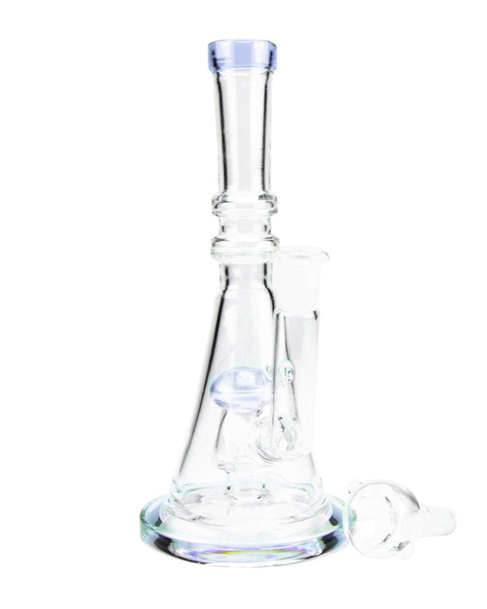 Straight Neck Circ Perc Glass Beaker Water Pipe w/ Thick Base | 8in Tall - 14mm Bowl - Light Purple - 2