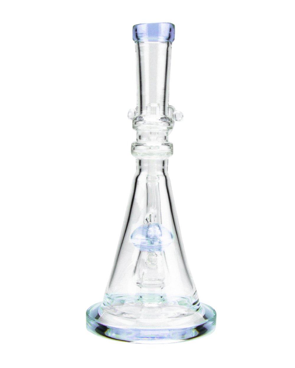 Straight Neck Circ Perc Glass Beaker Water Pipe w/ Thick Base | 8in Tall - 14mm Bowl - Light Purple - 4