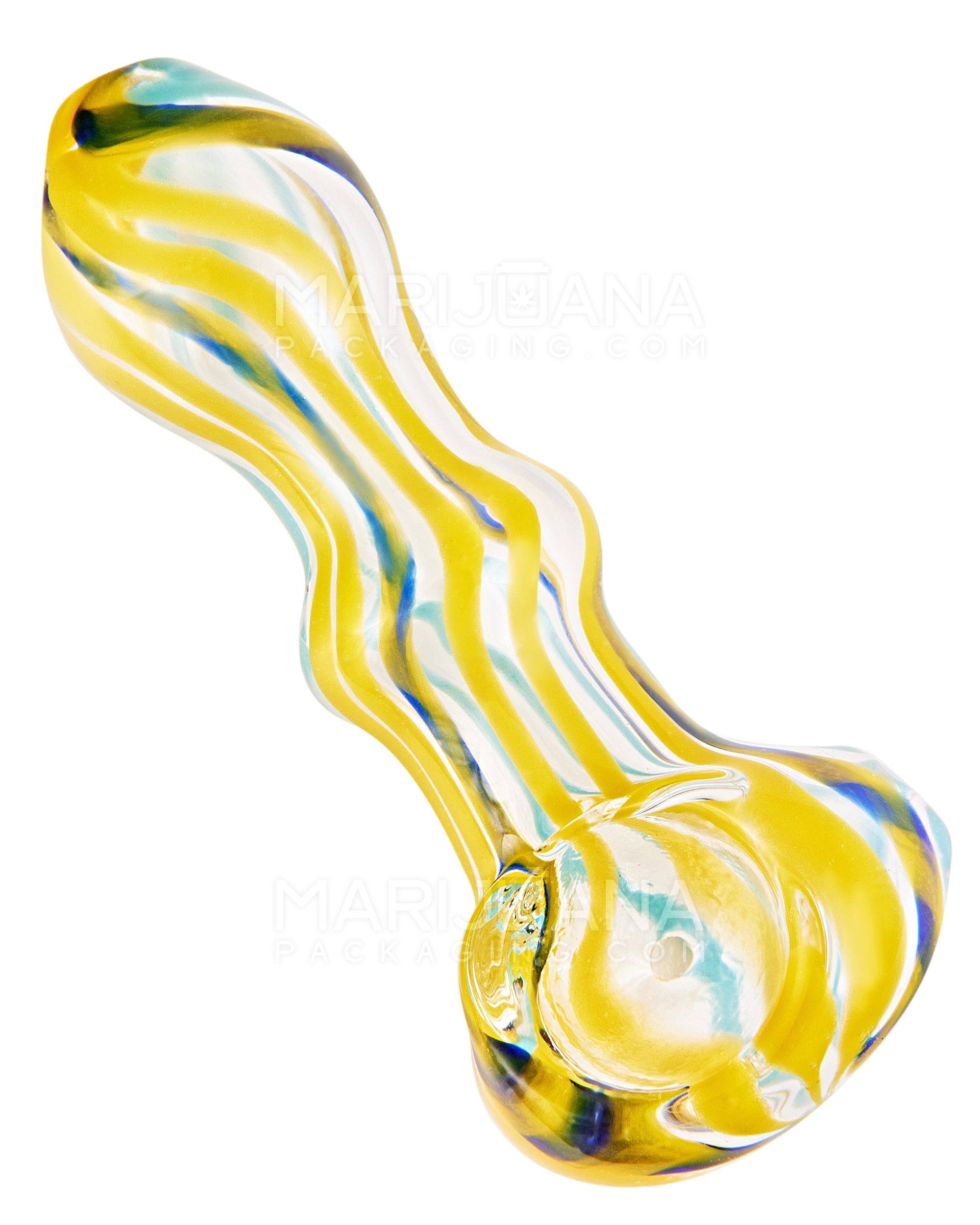 Ribboned & Swirl Spoon Hand Pipe | 3.5in Long - Glass - Assorted - 6