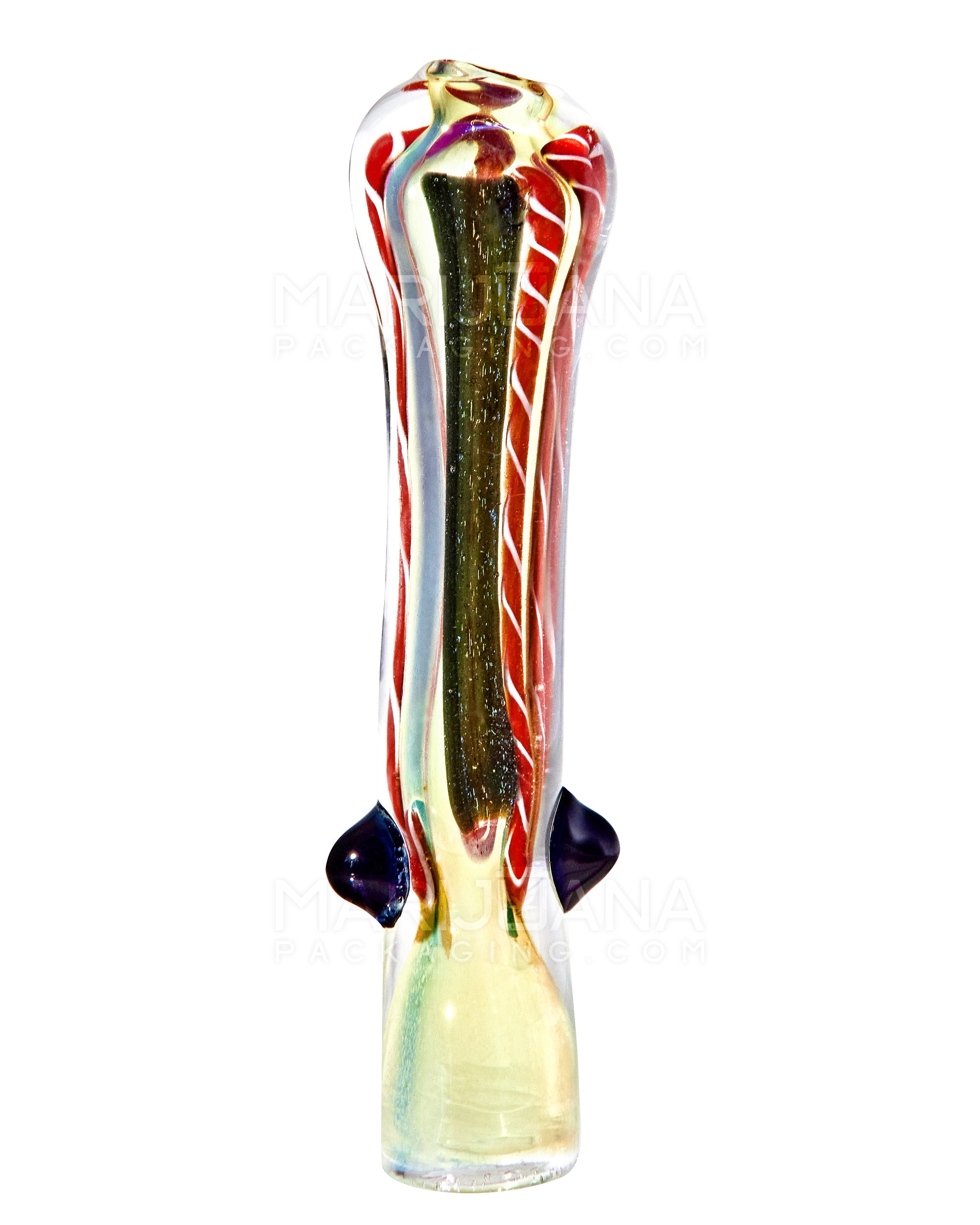 Dichro & Gold Fumed Chillum Hand Pipe w/ Ribboning | 3in Long - Glass - Assorted - 6
