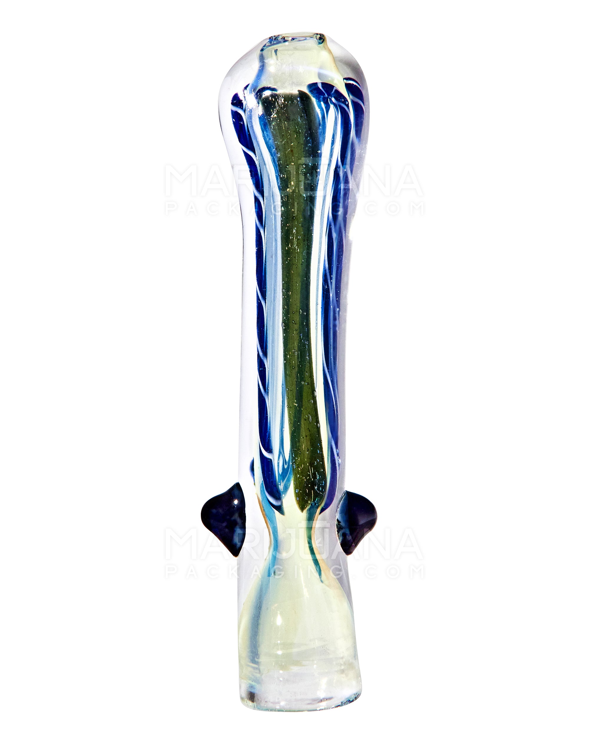 Dichro & Gold Fumed Chillum Hand Pipe w/ Ribboning | 3in Long - Glass - Assorted - 7