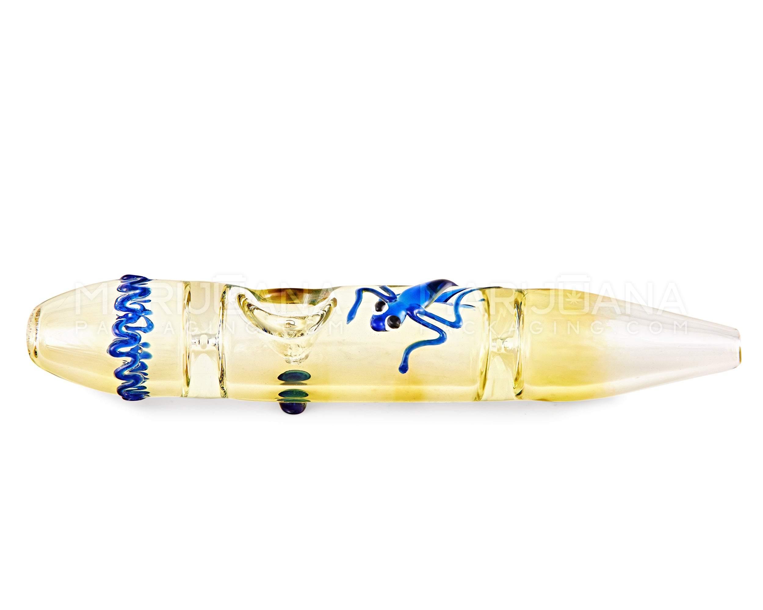 Gold Fumed Steamroller Hand Pipe w/ Glass Animal | 5in Long - Glass - Assorted - 2