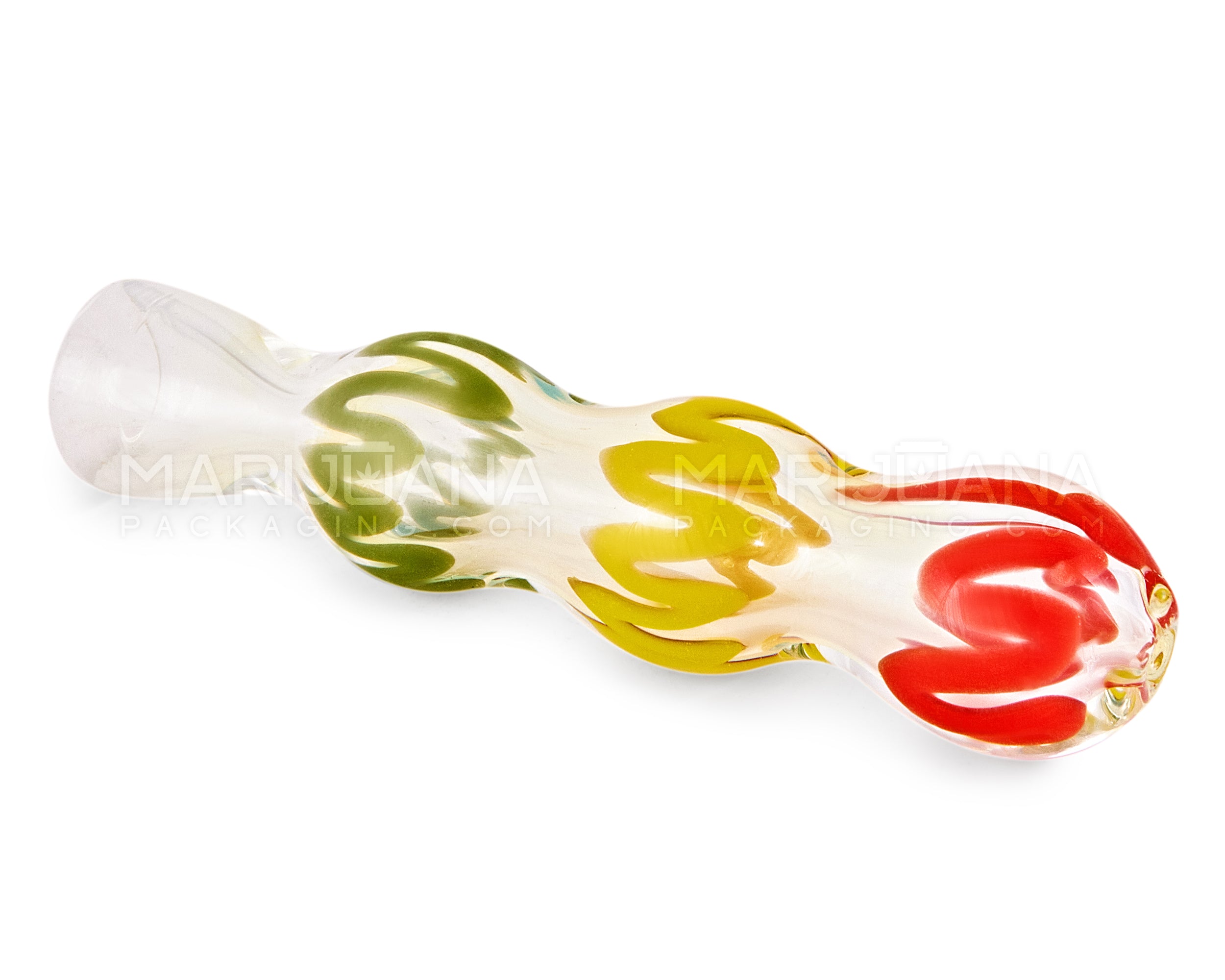 Swirl Ringed Chillum Hand Pipe | 3in Long - Glass - Assorted - 5