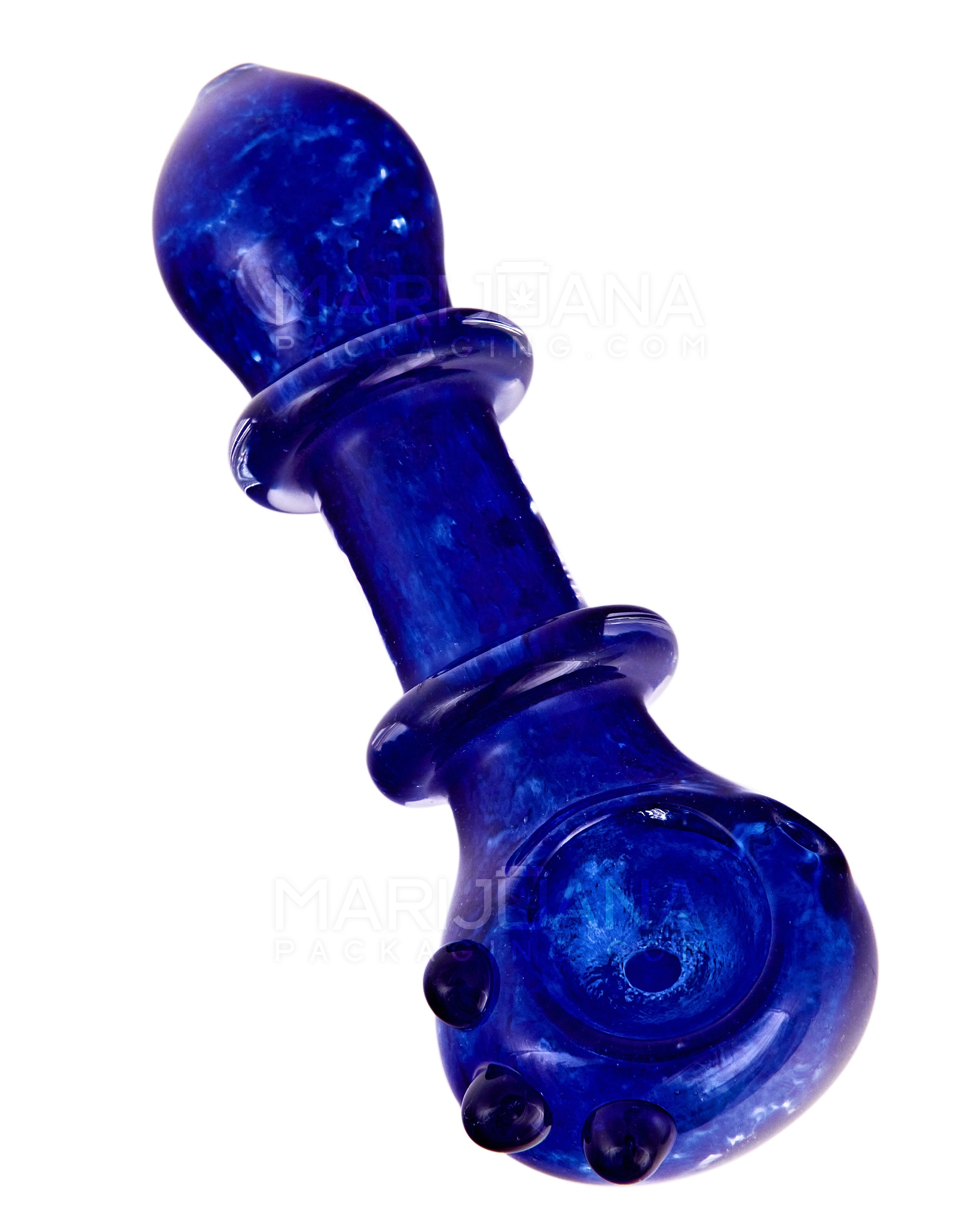 Frit Ringed Spoon Hand Pipe w/ Triple Knockers | 4.5in Long - Glass - Assorted - 7