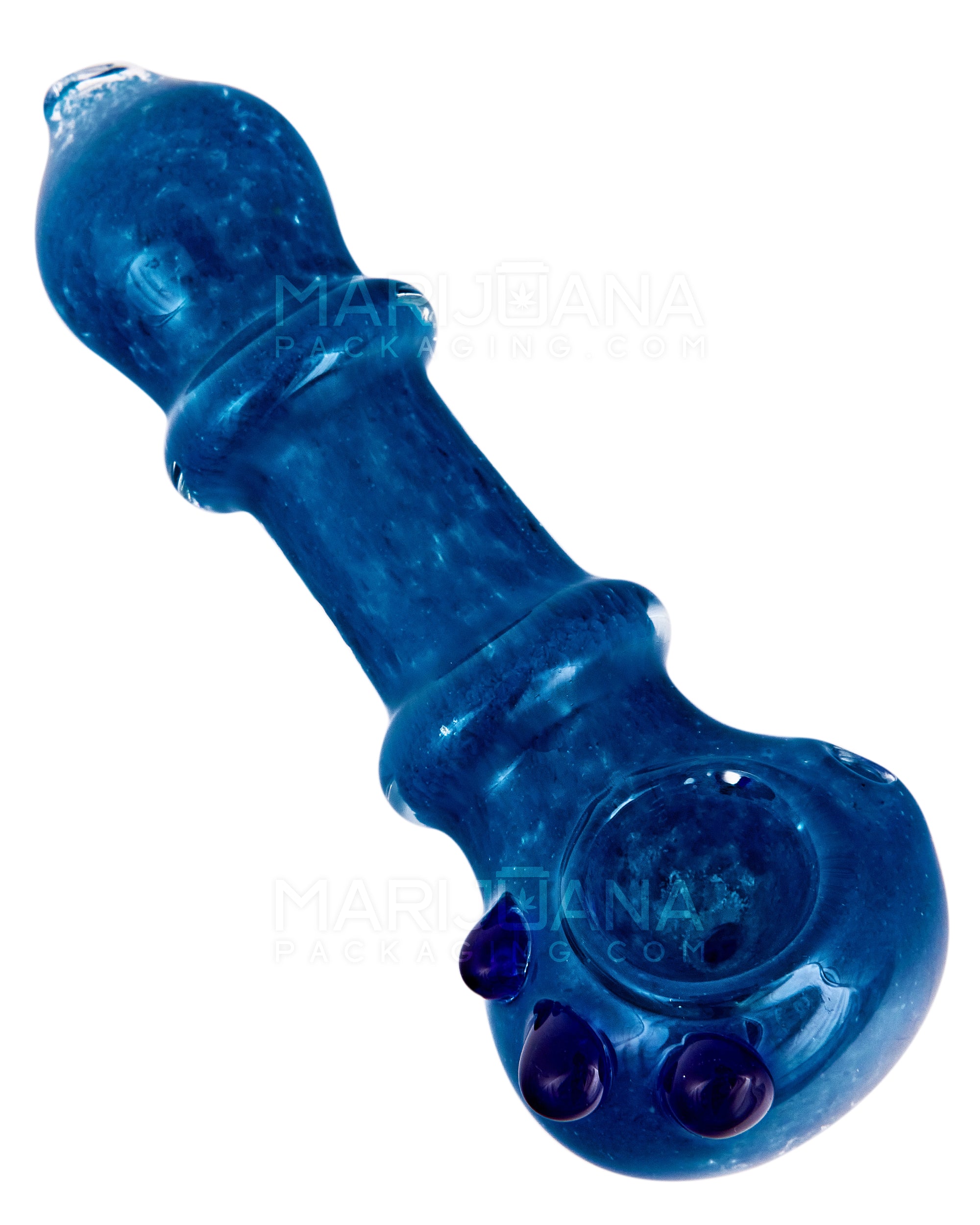 Frit Ringed Spoon Hand Pipe w/ Triple Knockers | 4.5in Long - Glass - Assorted - 8