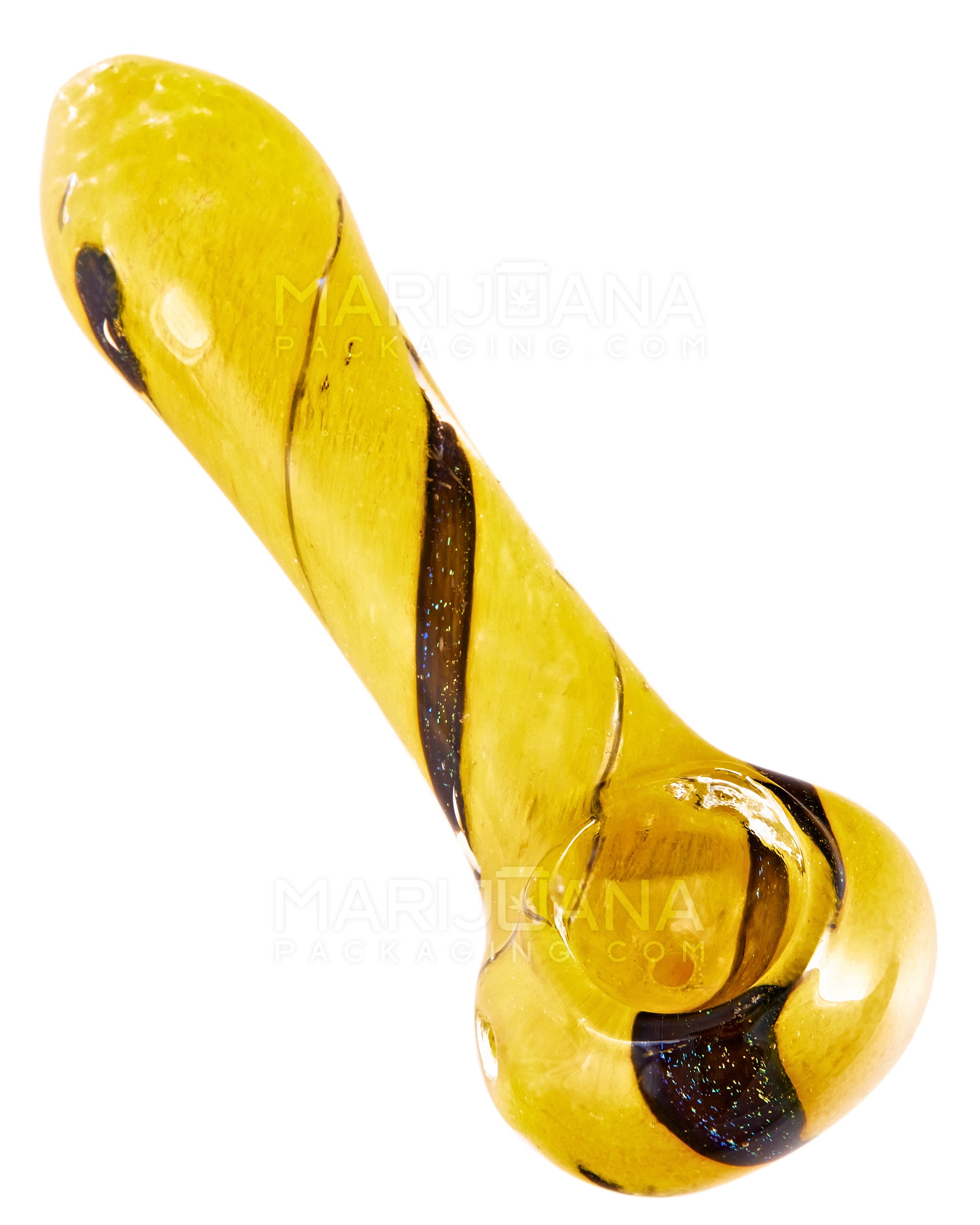 Dichroic Spiral Spoon Hand Pipe | 4.5in Long - Glass - Assorted - 6