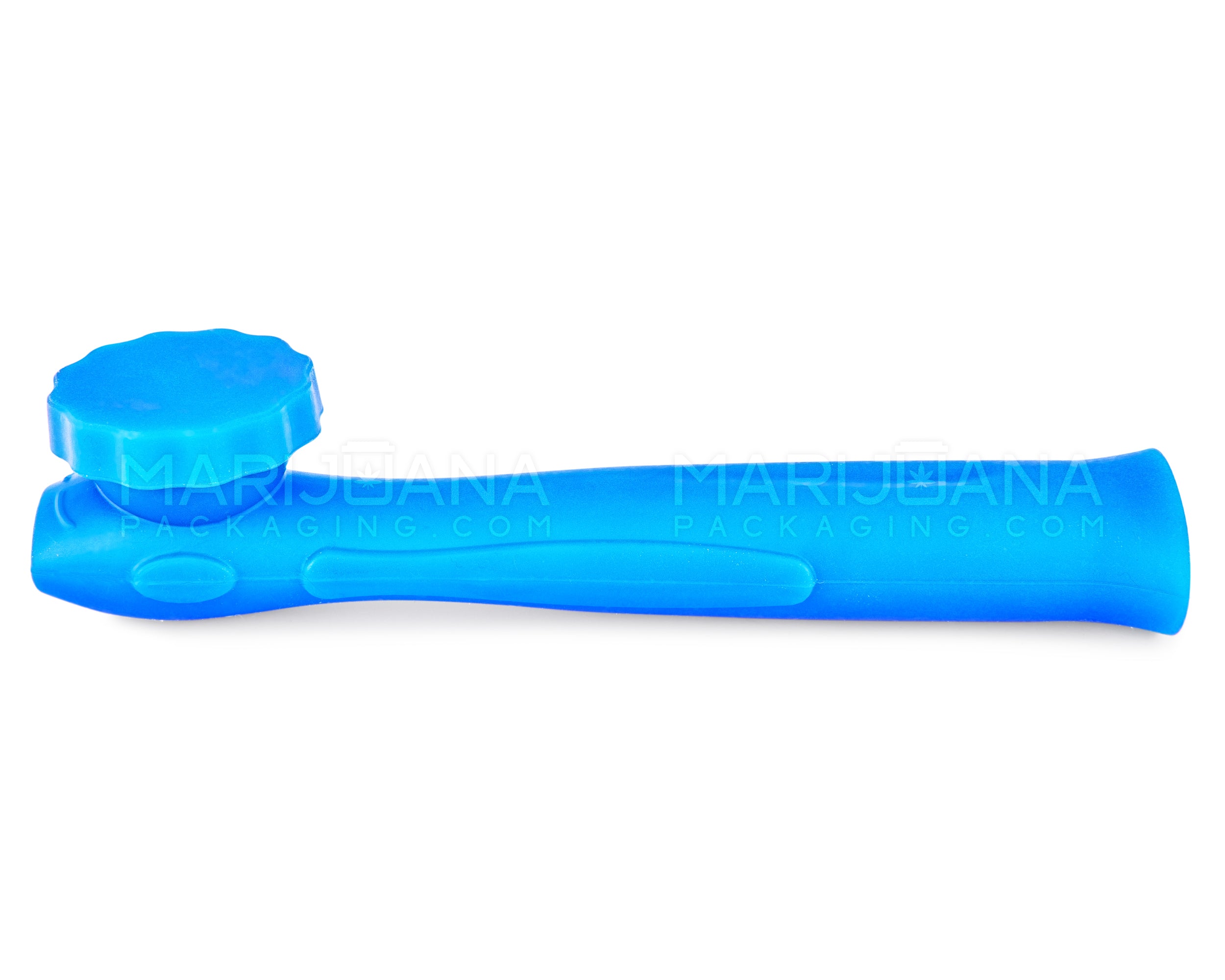 Unbreakable | Silicone Hand Pipe | 6in Long - Metal Bowl - Blue - 7