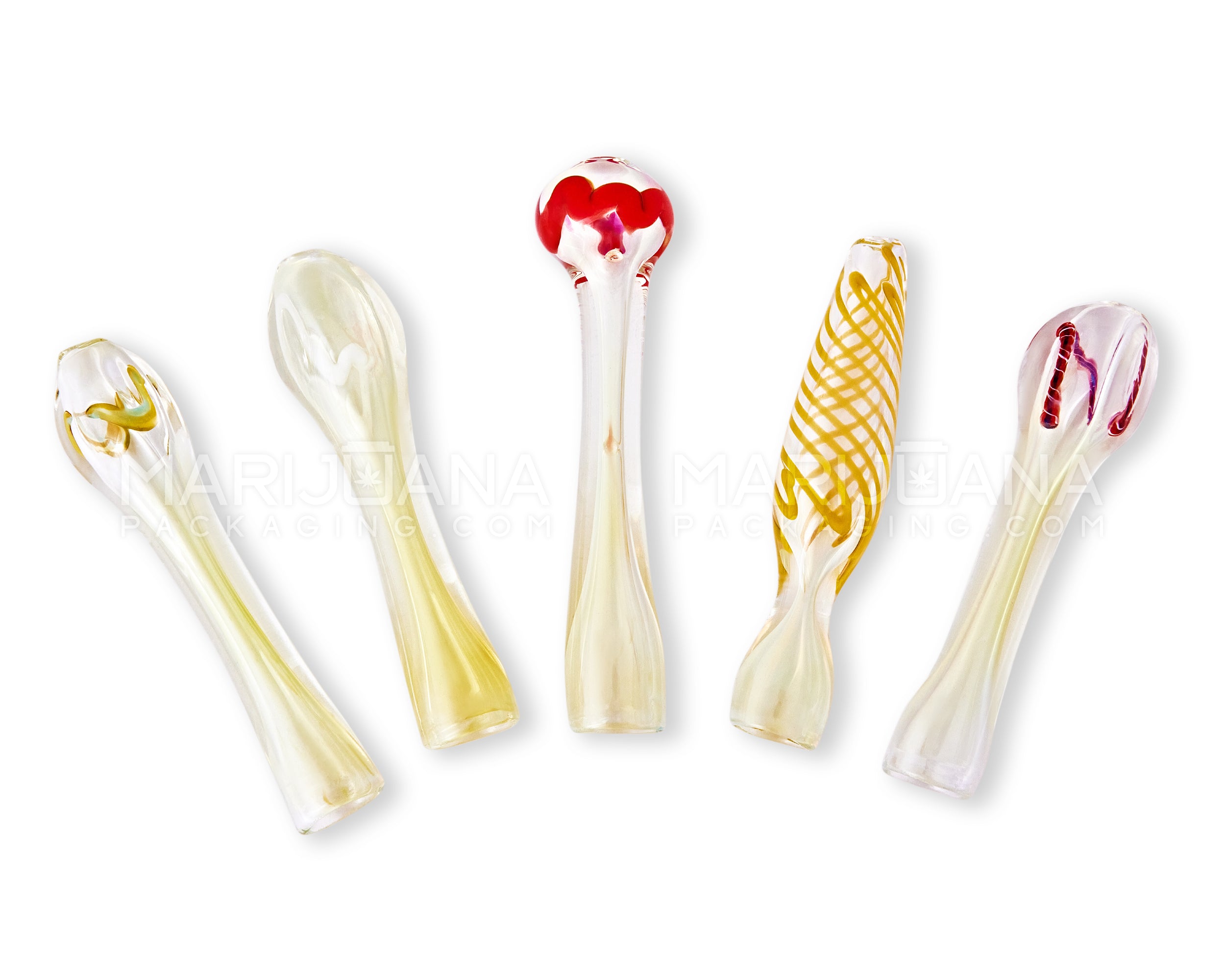 Assorted Swirl & Gold Fumed Chillum Hand Pipe | 3in Long - Glass - 50 Count - 7