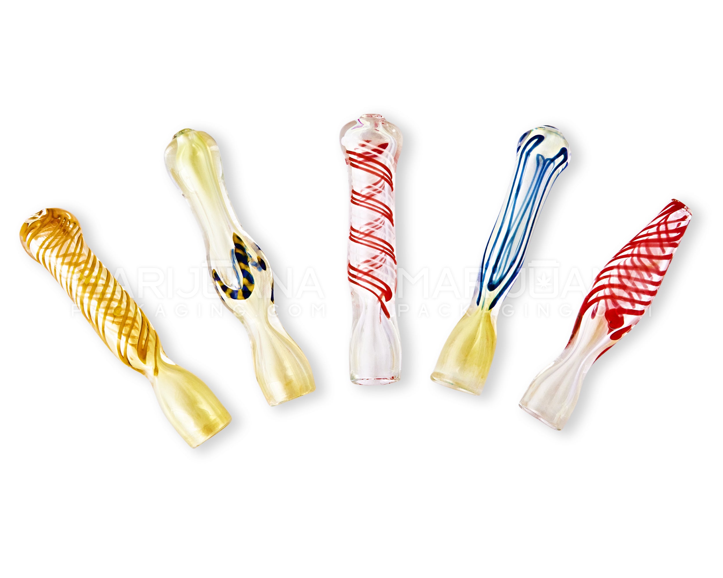 Assorted Swirl & Gold Fumed Chillum Hand Pipe | 3in Long - Glass - 50 Count - 9
