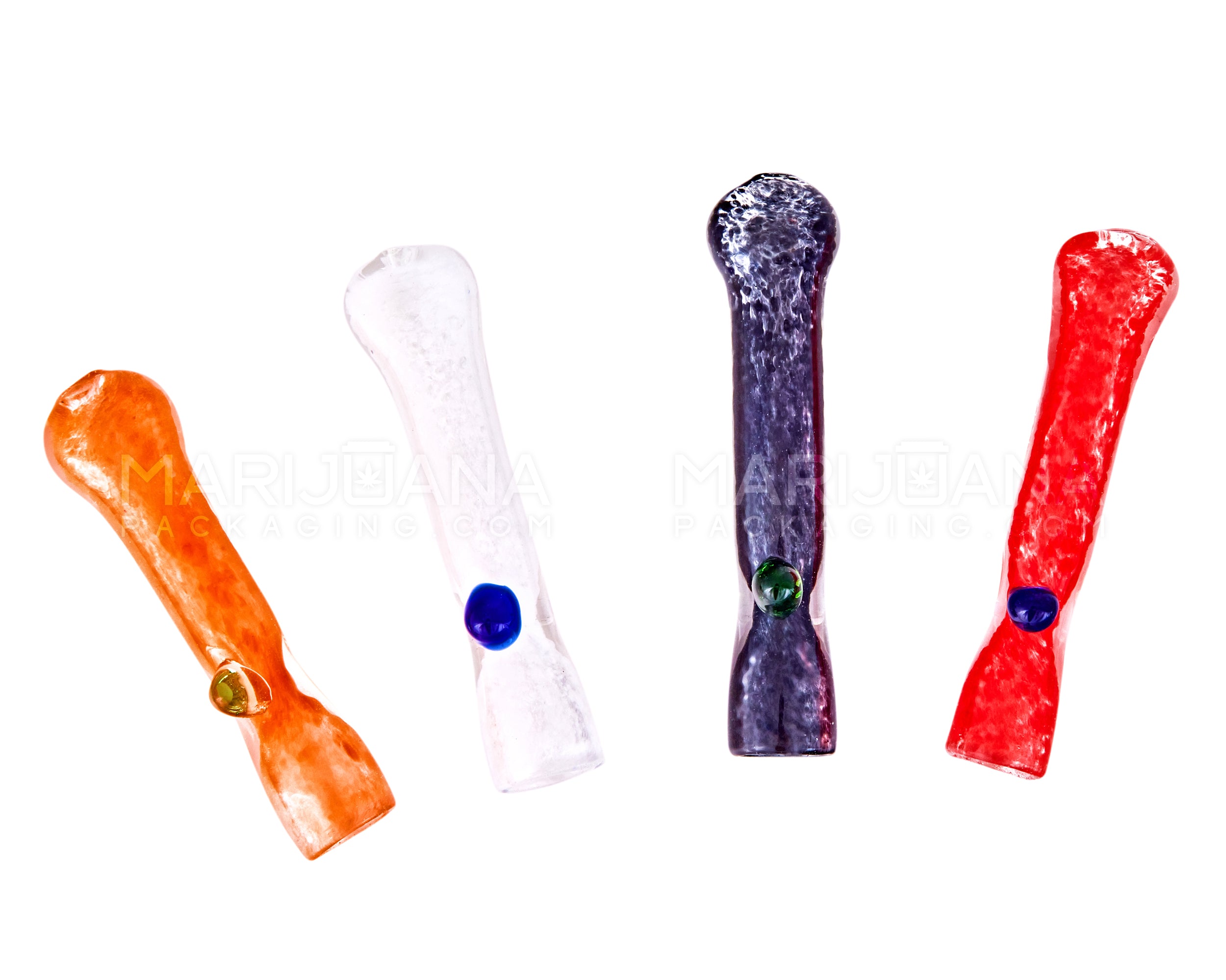 Assorted Frit Chillum Hand Pipe | 3in Long - Glass - 50 Count - 2