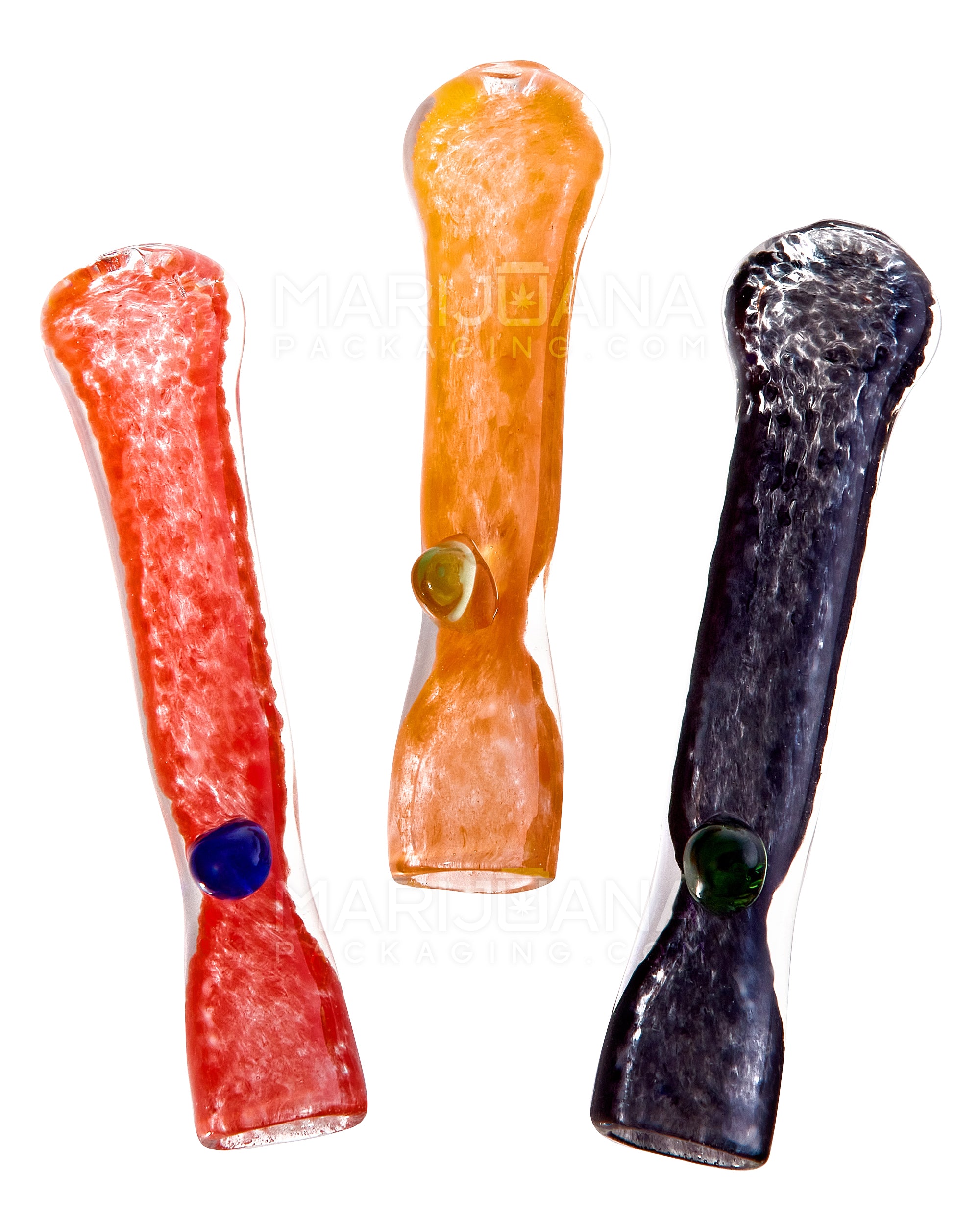 Assorted Frit Chillum Hand Pipe | 3in Long - Glass - 50 Count - 1