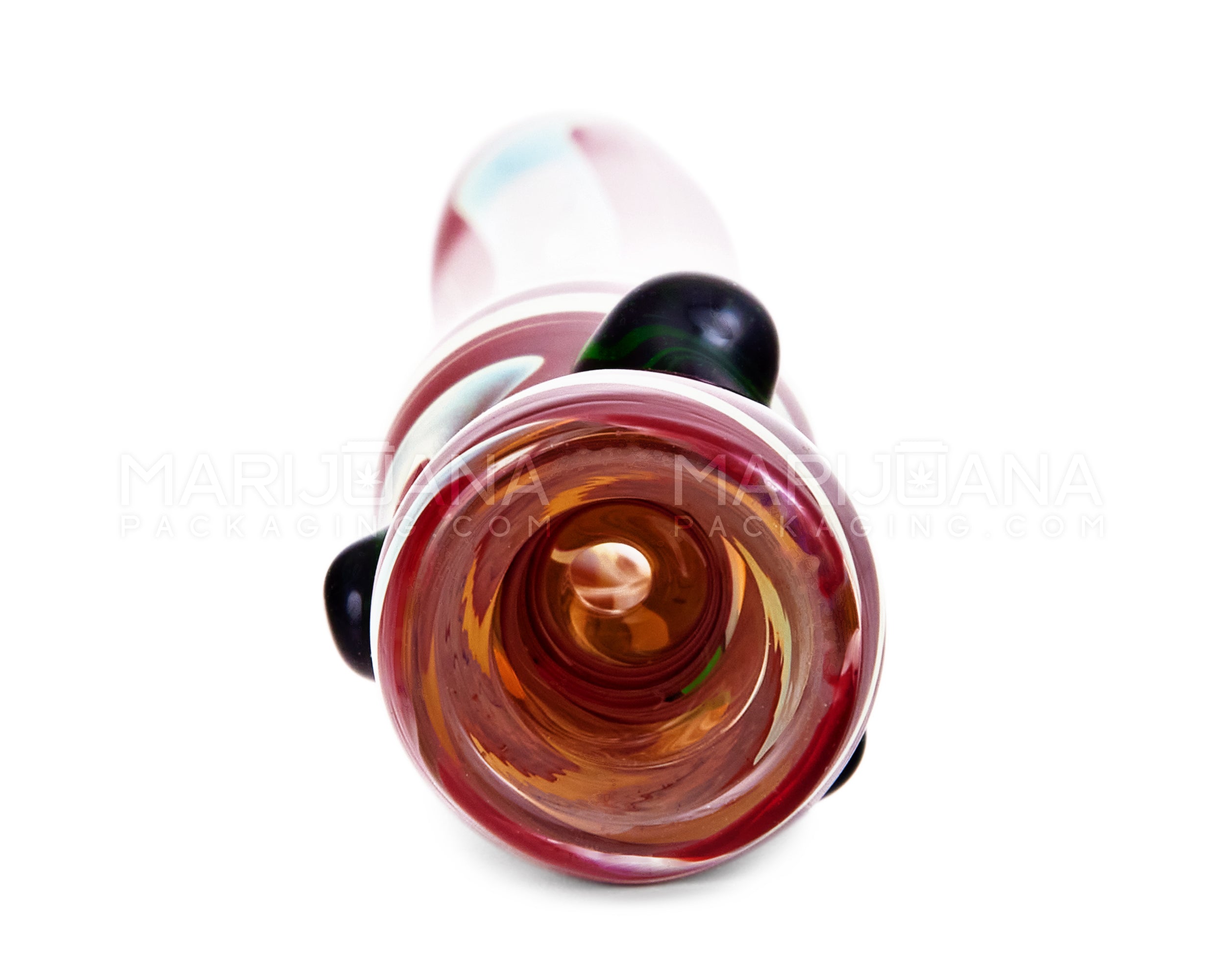 USA Glass | Swirl & Gold Fumed Chillum Hand Pipe w/ Triple Knockers | 3.5in Long - Glass - Assorted - 2