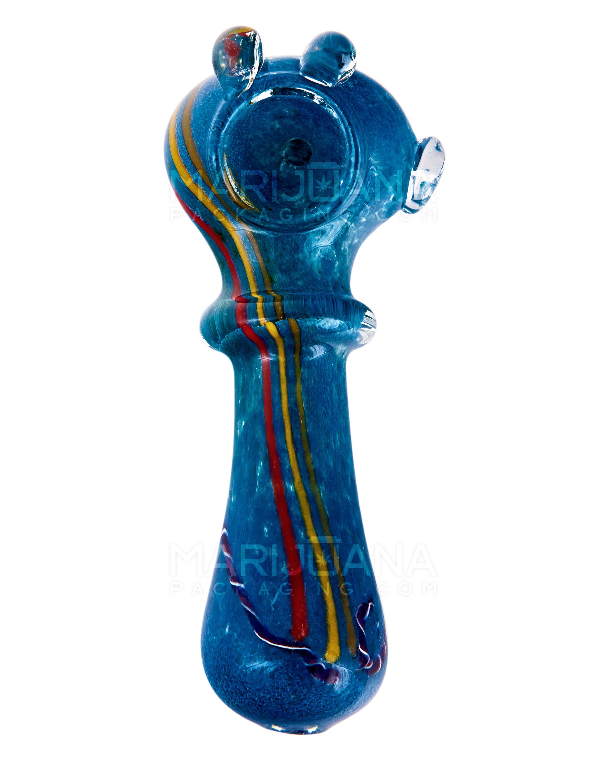Frit & Striped Ringed Bear Claw Spoon Hand Pipe | 5in Long - Glass - Assorted - 2