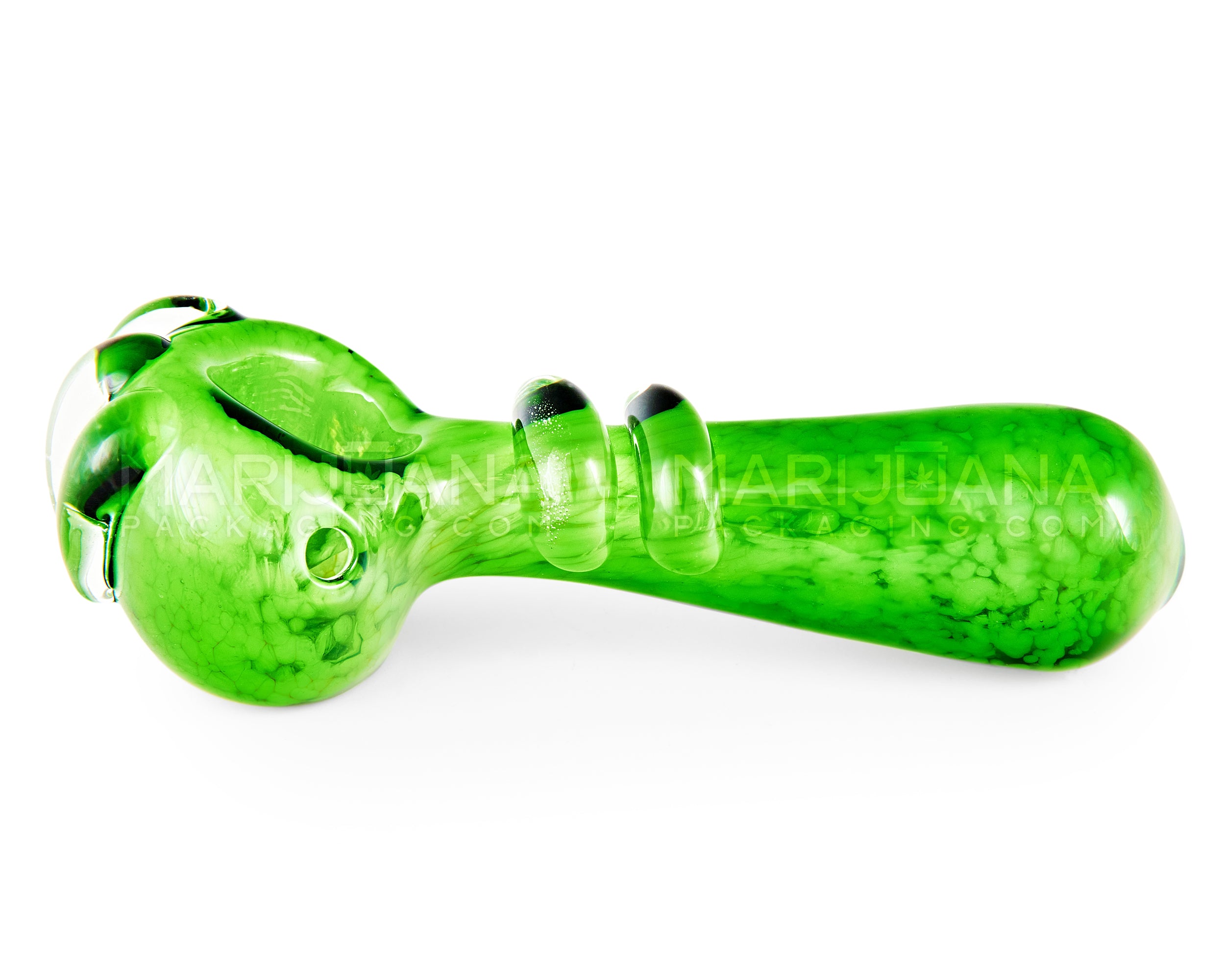 Frit Bear Claw Ringed Spoon Hand Pipe | 5in Long - Glass - Assorted - 5