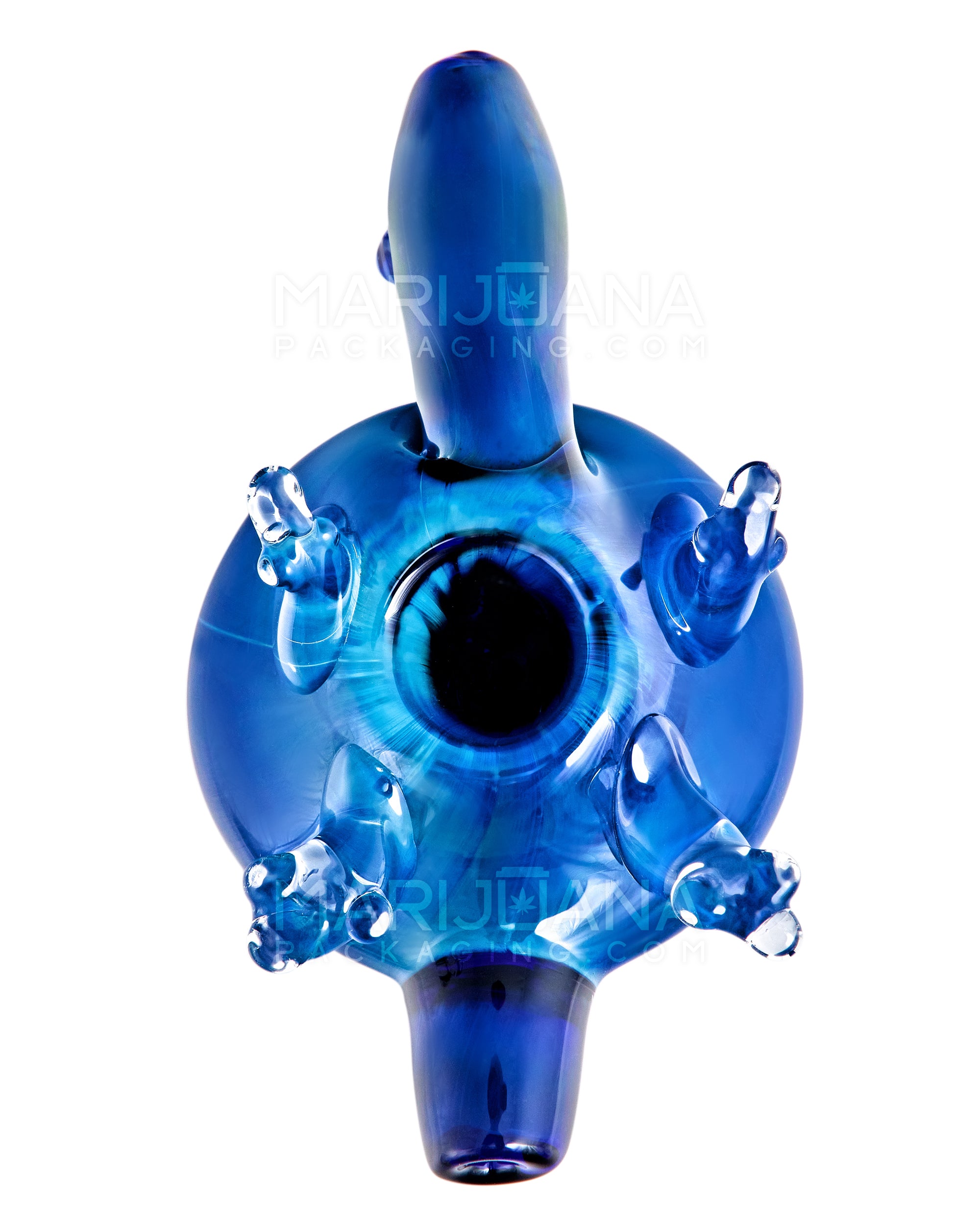 Color Pull & Dot Stack Turtle Hand Pipe | 5.5in Long - Glass - Blue - 6