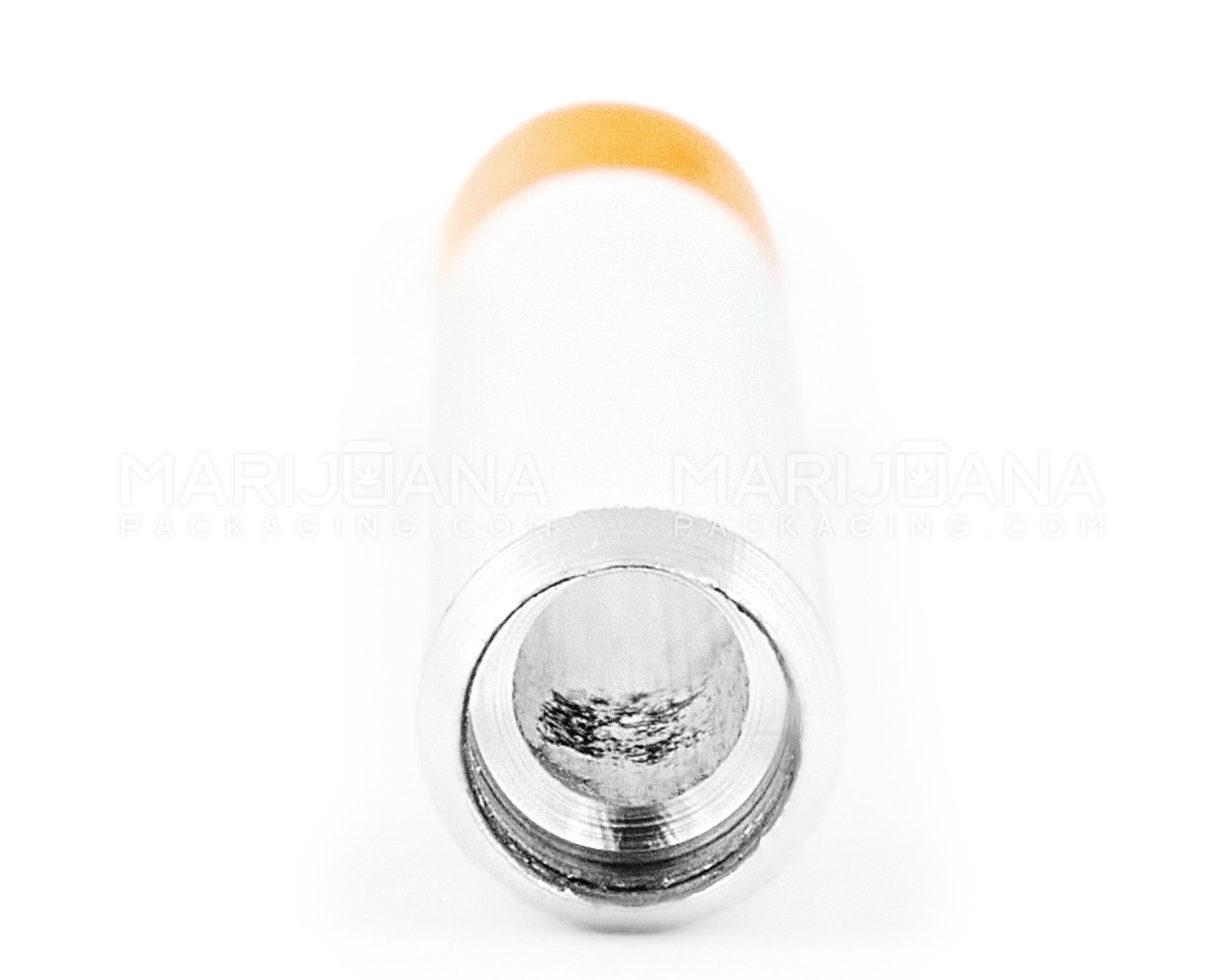 Cigarette Chillum Hand Pipe | 3in Long - Metal - Orange & White - 3