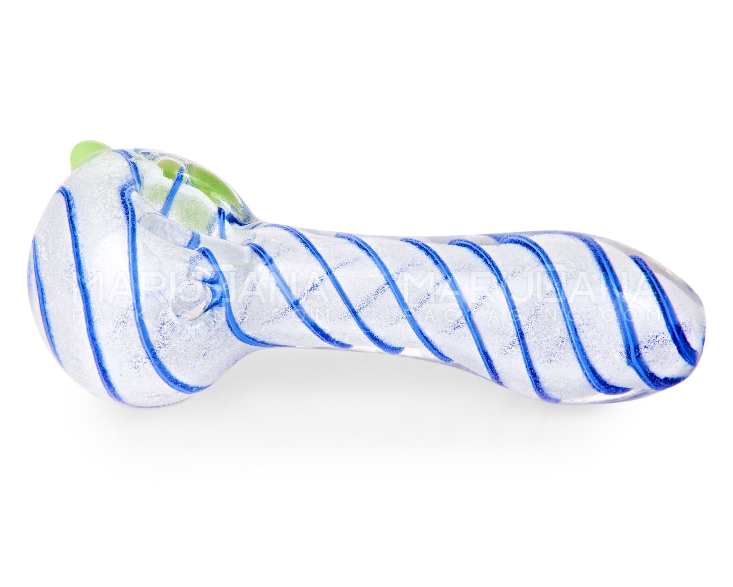 Glow-in-the-Dark | Spiral Spoon Hand Pipe w/ Triple Knockers | 3.5in Long - Glass - Assorted - 5