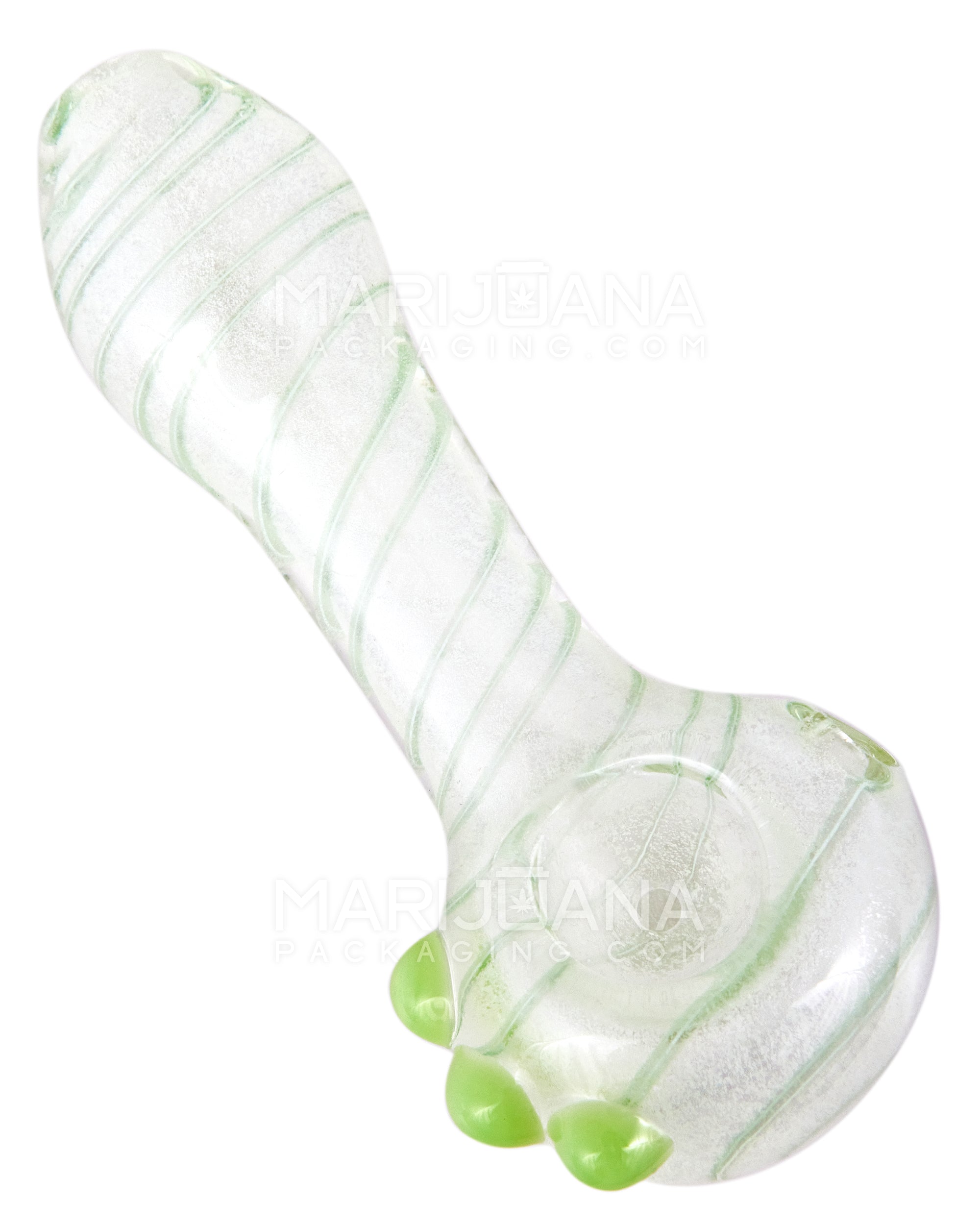 Glow-in-the-Dark | Spiral Spoon Hand Pipe w/ Triple Knockers | 3.5in Long - Glass - Assorted - 8