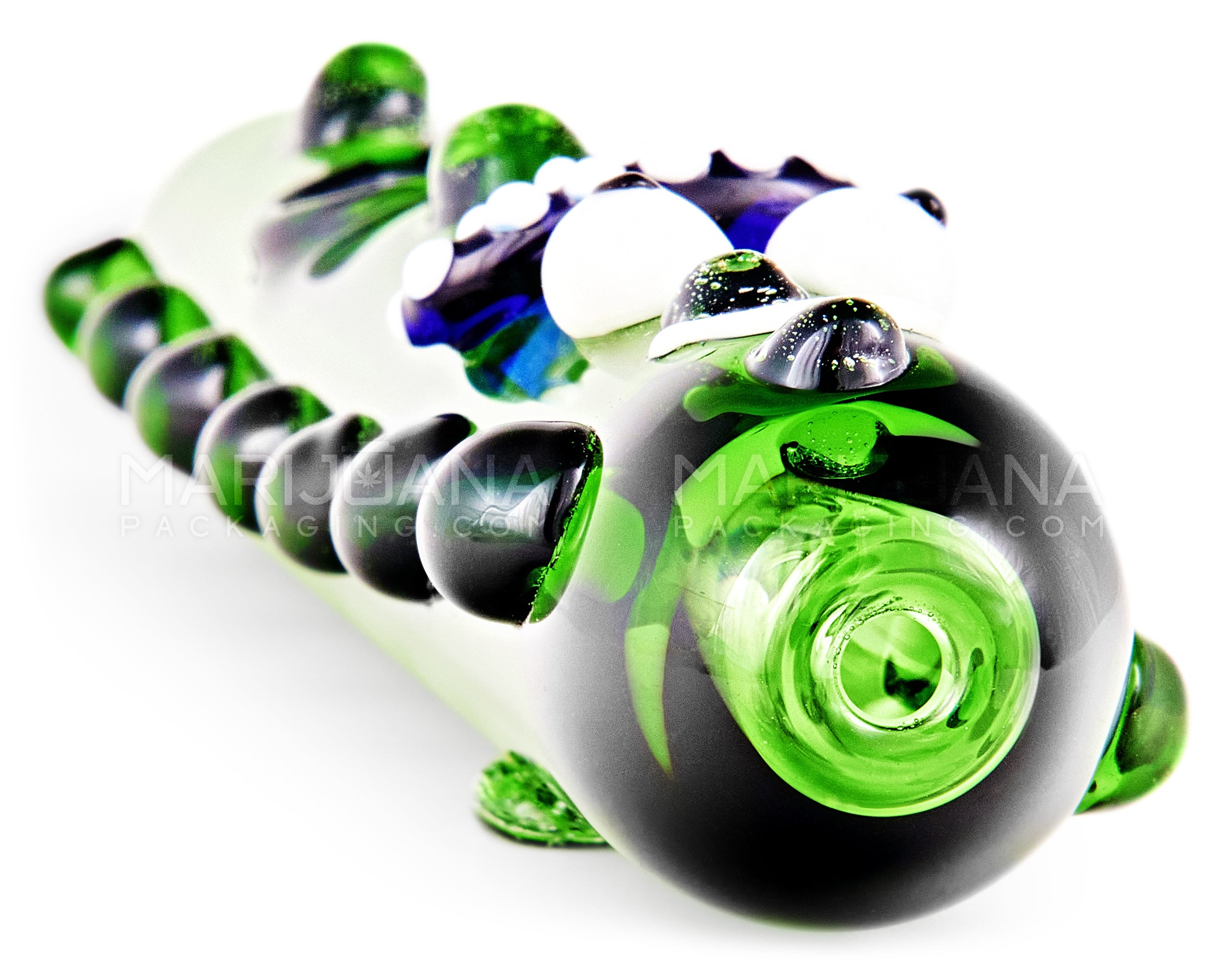 Pickle Rick Steamroller Hand Pipe w/ Multi Knockers | 5.5in Long - Glass - Green - 5