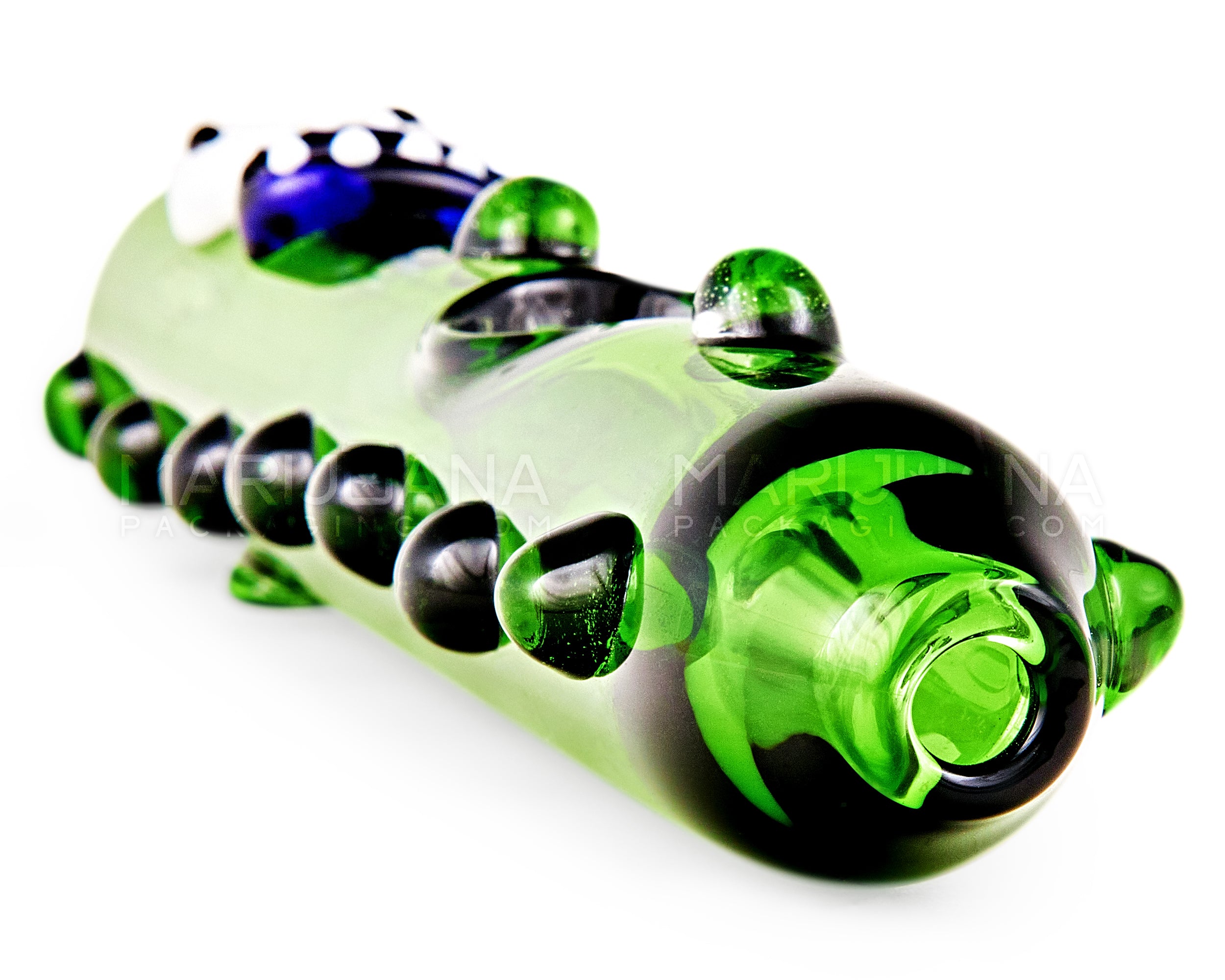 Pickle Rick Steamroller Hand Pipe w/ Multi Knockers | 5.5in Long - Glass - Green - 6