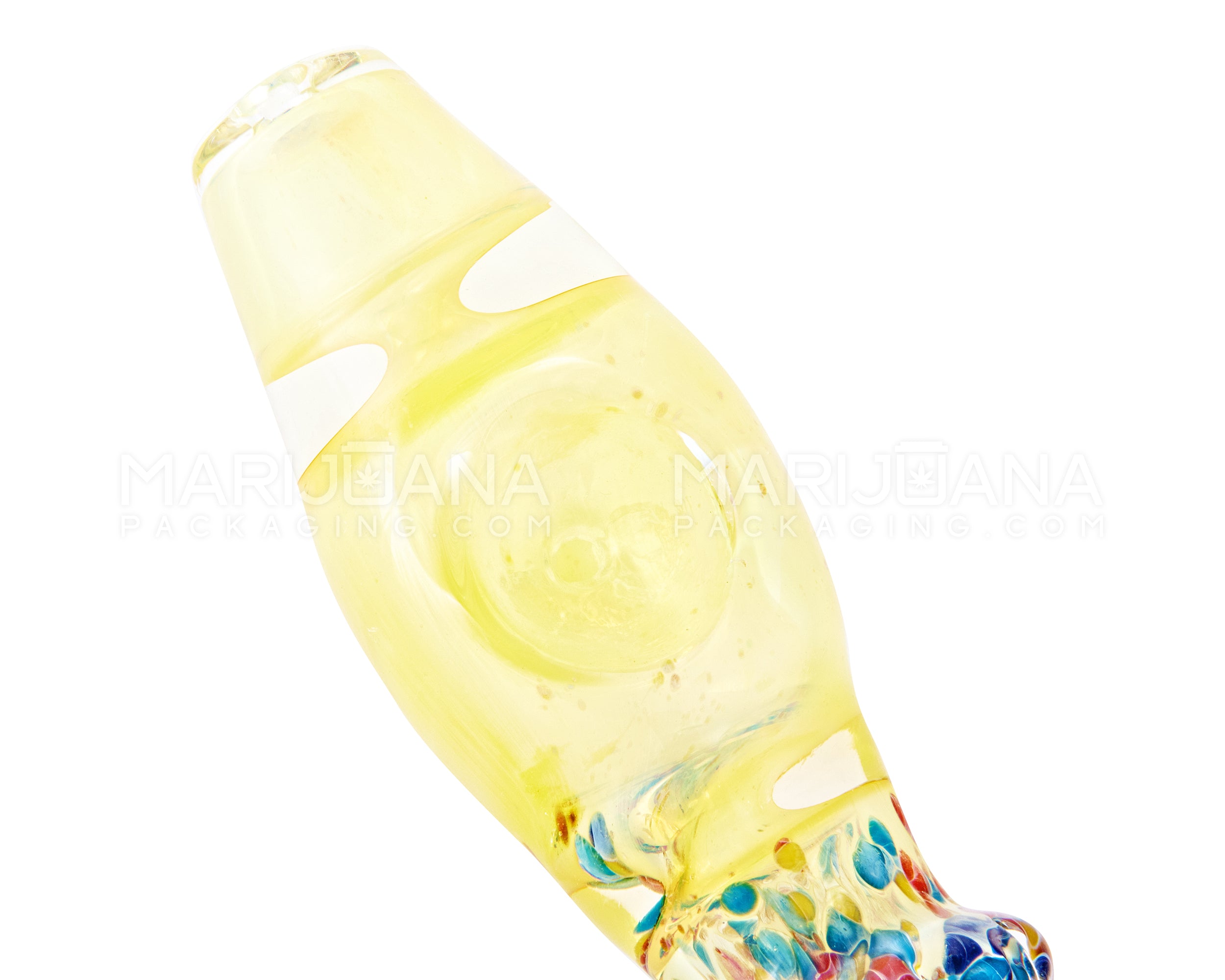 Frit & Gold Fumed Triple Ringed Steamroller Hand Pipe | 5in Long - Glass - Assorted - 4