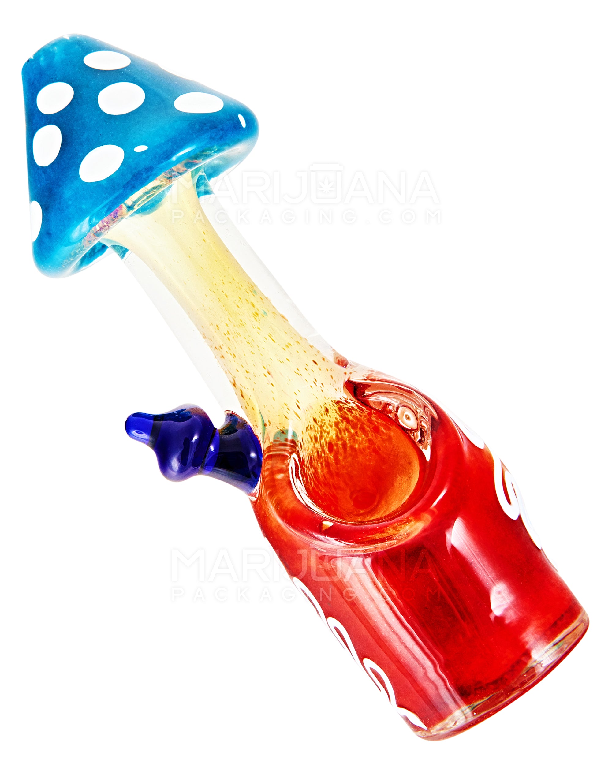 Frit & Gold Fumed Mushroom Hand Pipe w/ Swirls & Glass Handle | 5in Long - Glass - Mixed - 1