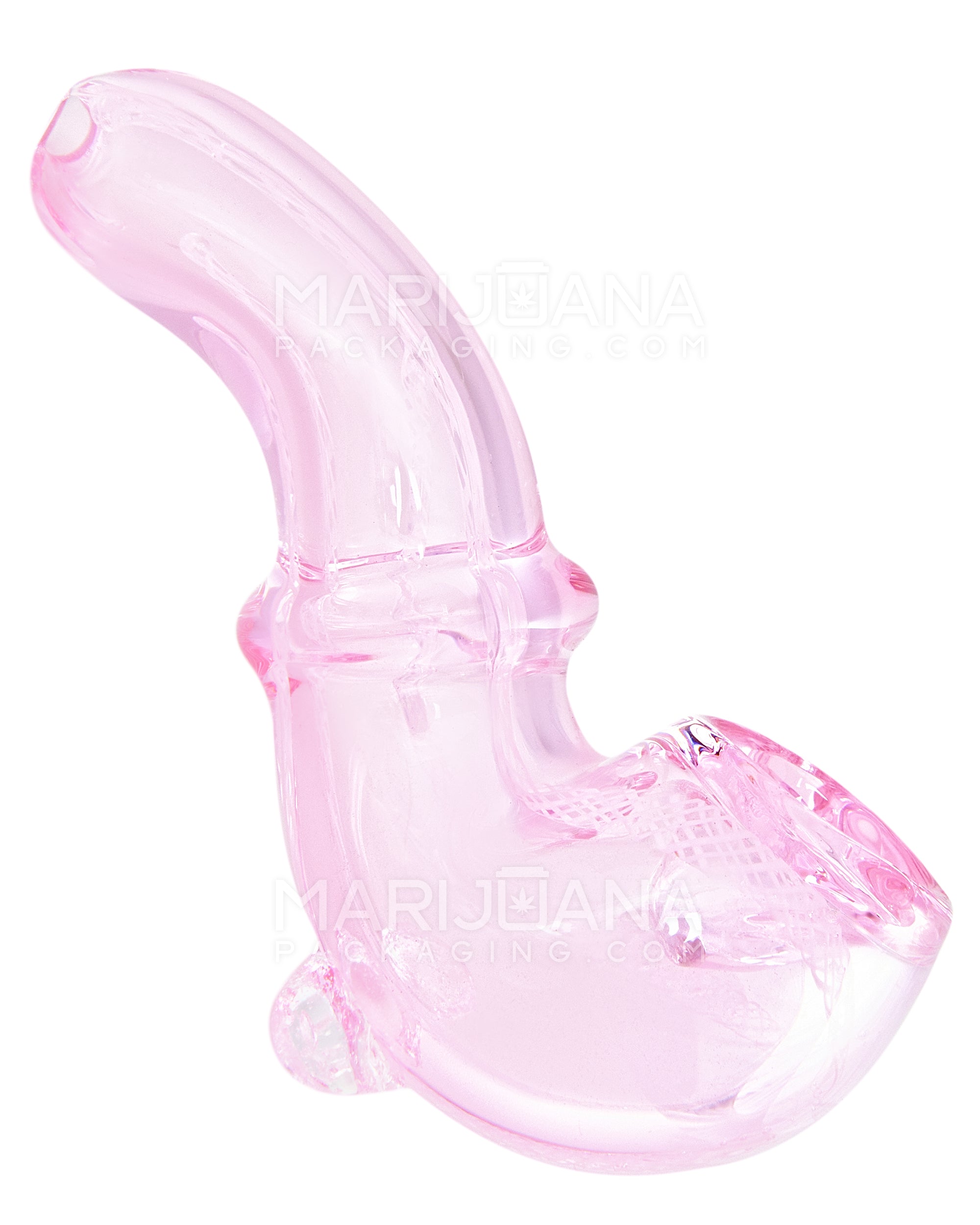 Ringed Sherlock Hand Pipe | 3in Long - Glass - Pink - 1