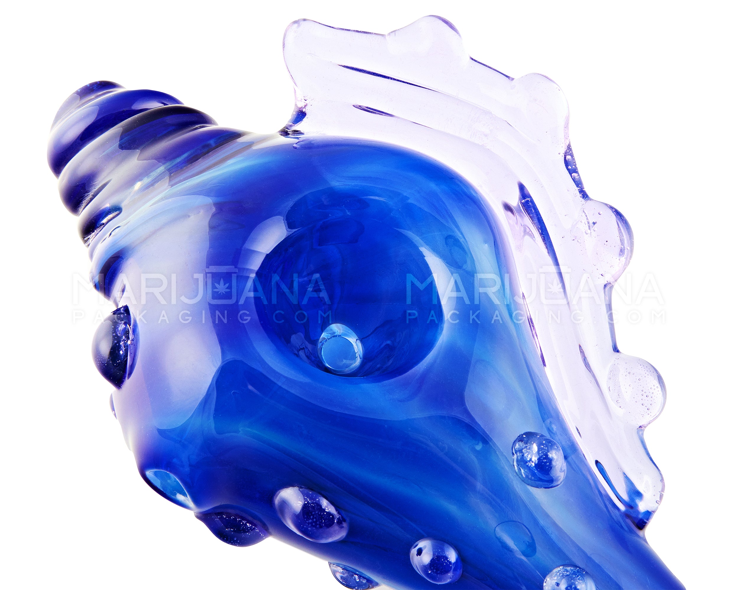 Heady | Color Pull Conch Shell Spoon Hand Pipe w/ Spikes | 6.5in Long - Thick Glass - Assorted