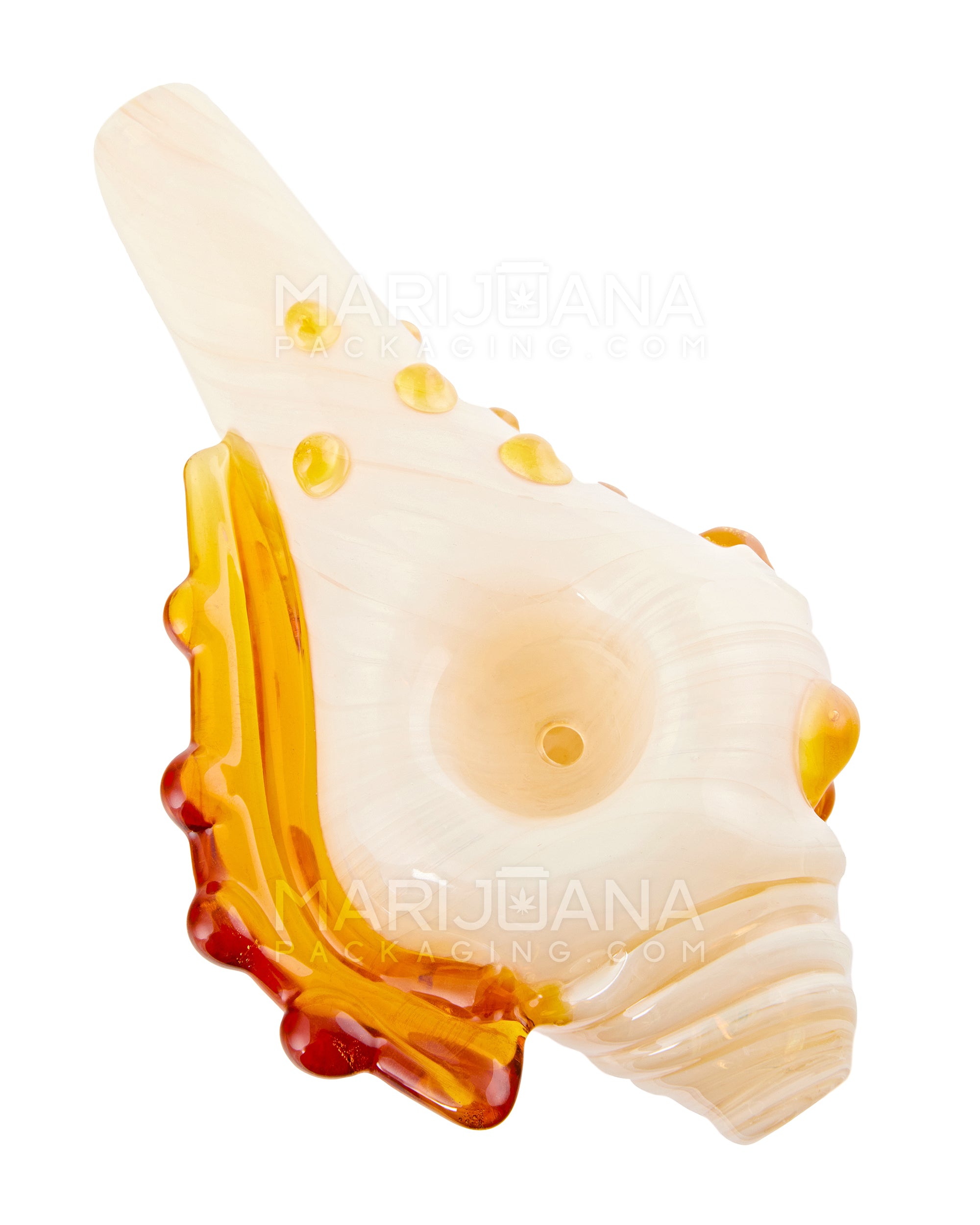 Heady | Color Pull Conch Shell Spoon Hand Pipe w/ Spikes | 6.5in Long - Thick Glass - Assorted