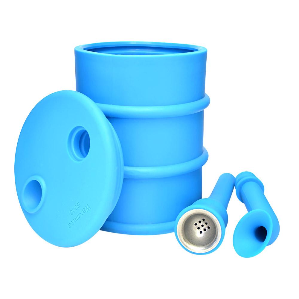 Unbreakable | Oil Can Silicone Water Pipe | 8.5in Tall - Metal Bowl - Assorted Blue - 6