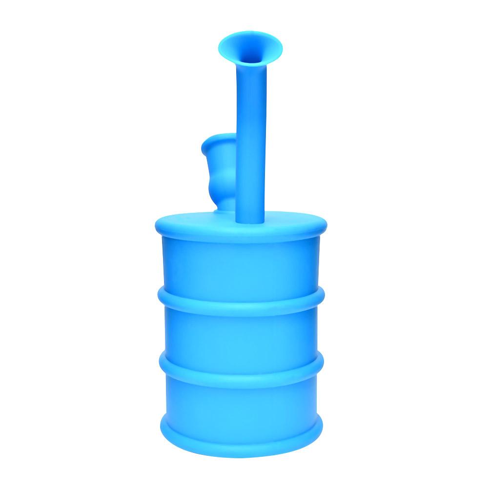 Unbreakable | Oil Can Silicone Water Pipe | 8.5in Tall - Metal Bowl - Assorted Blue - 2
