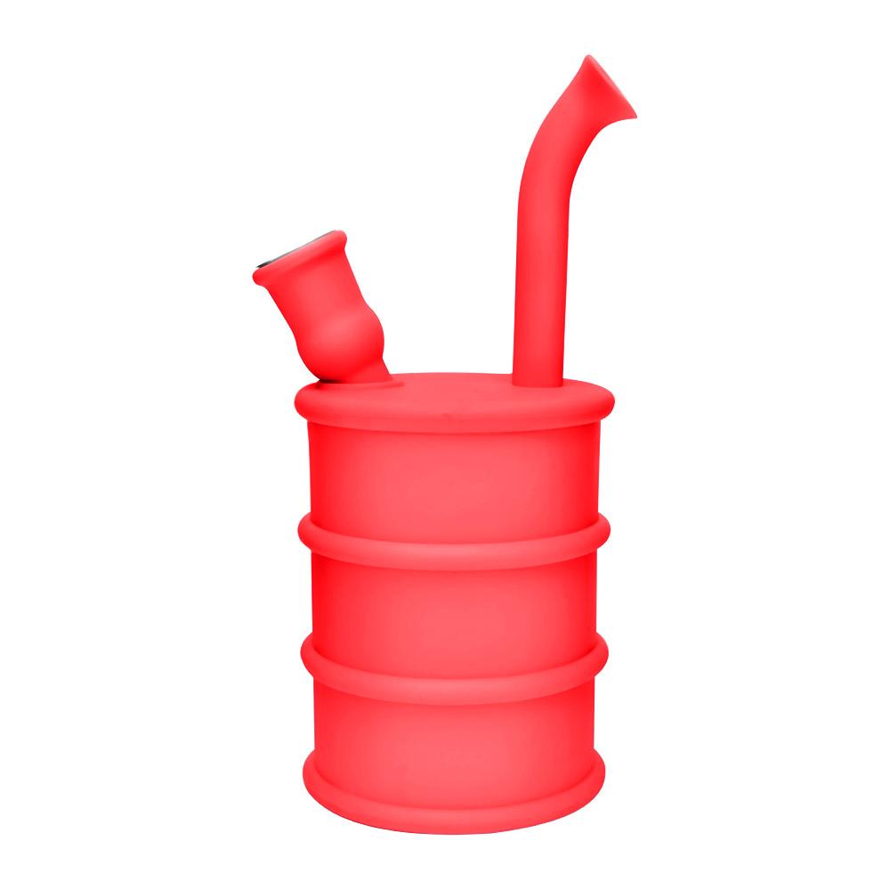 Unbreakable | Oil Can Silicone Water Pipe | 8.5in Tall - Metal Bowl - Red - 1