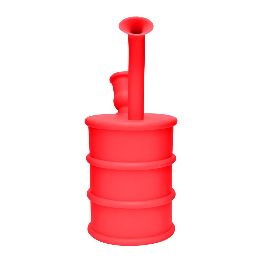 Unbreakable | Oil Can Silicone Water Pipe | 8.5in Tall - Metal Bowl - Red - 2