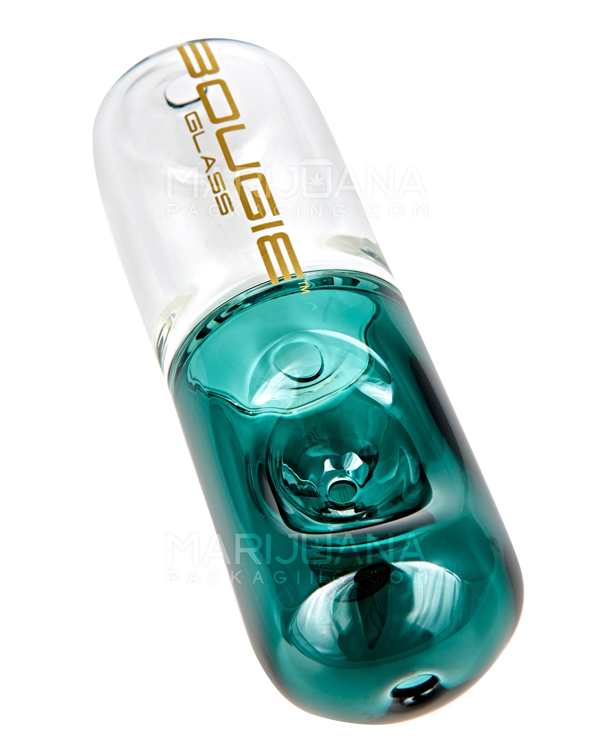 BOUGIE | Pill Steamroller Hand Pipe | 4.5in Long - Glass - Teal - 1