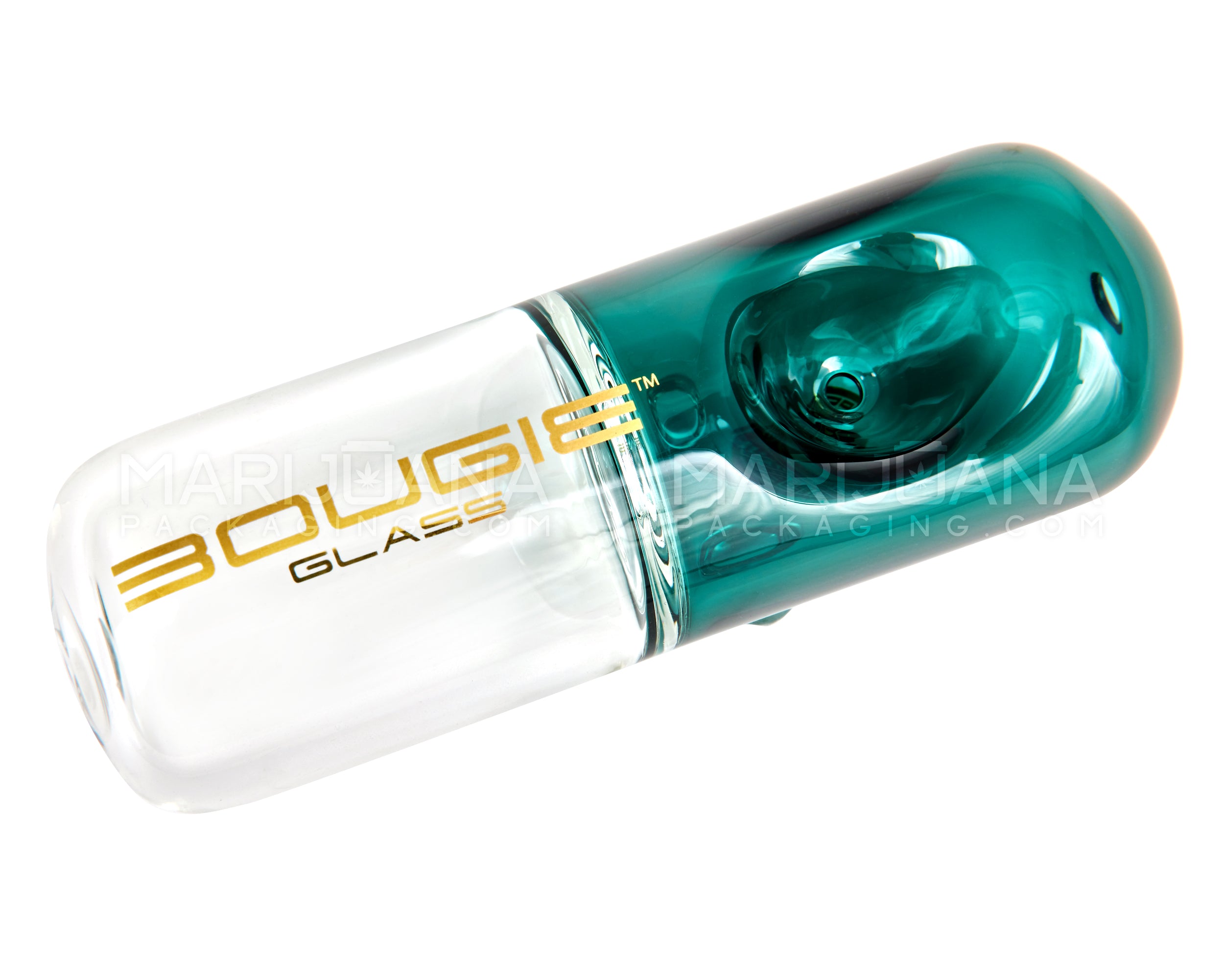 BOUGIE | Pill Steamroller Hand Pipe | 4.5in Long - Glass - Teal - 6