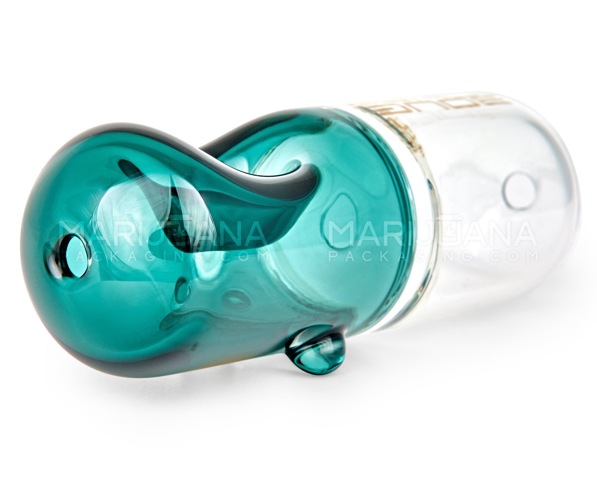 BOUGIE | Pill Steamroller Hand Pipe | 4.5in Long - Glass - Teal - 5