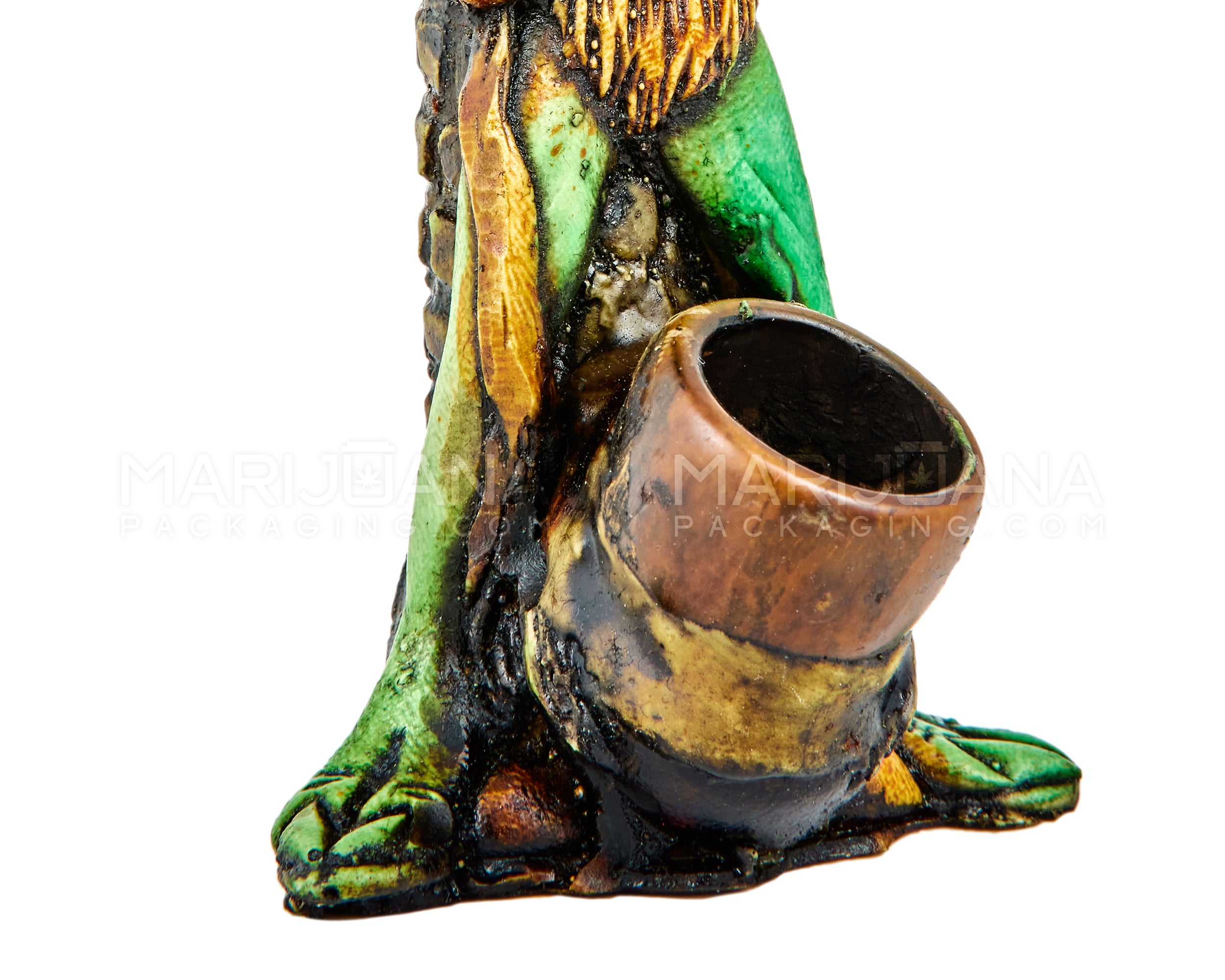 Alien Body Wood Pipe | 6in Tall - Wood Bowl - Green - 6