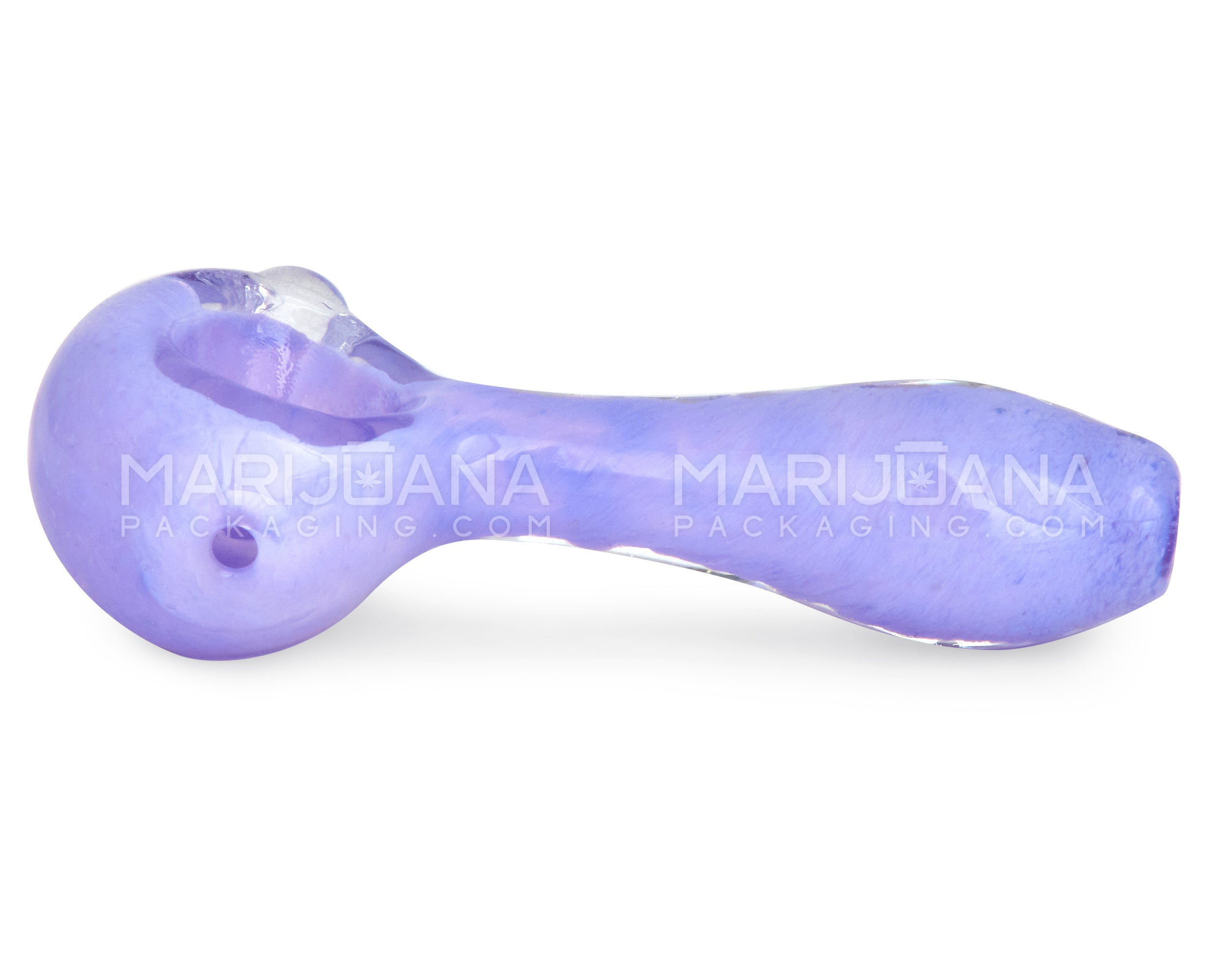 Frit Spoon Hand Pipe w/ Knocker | 4in Long - Glass - Milky Purple - 4