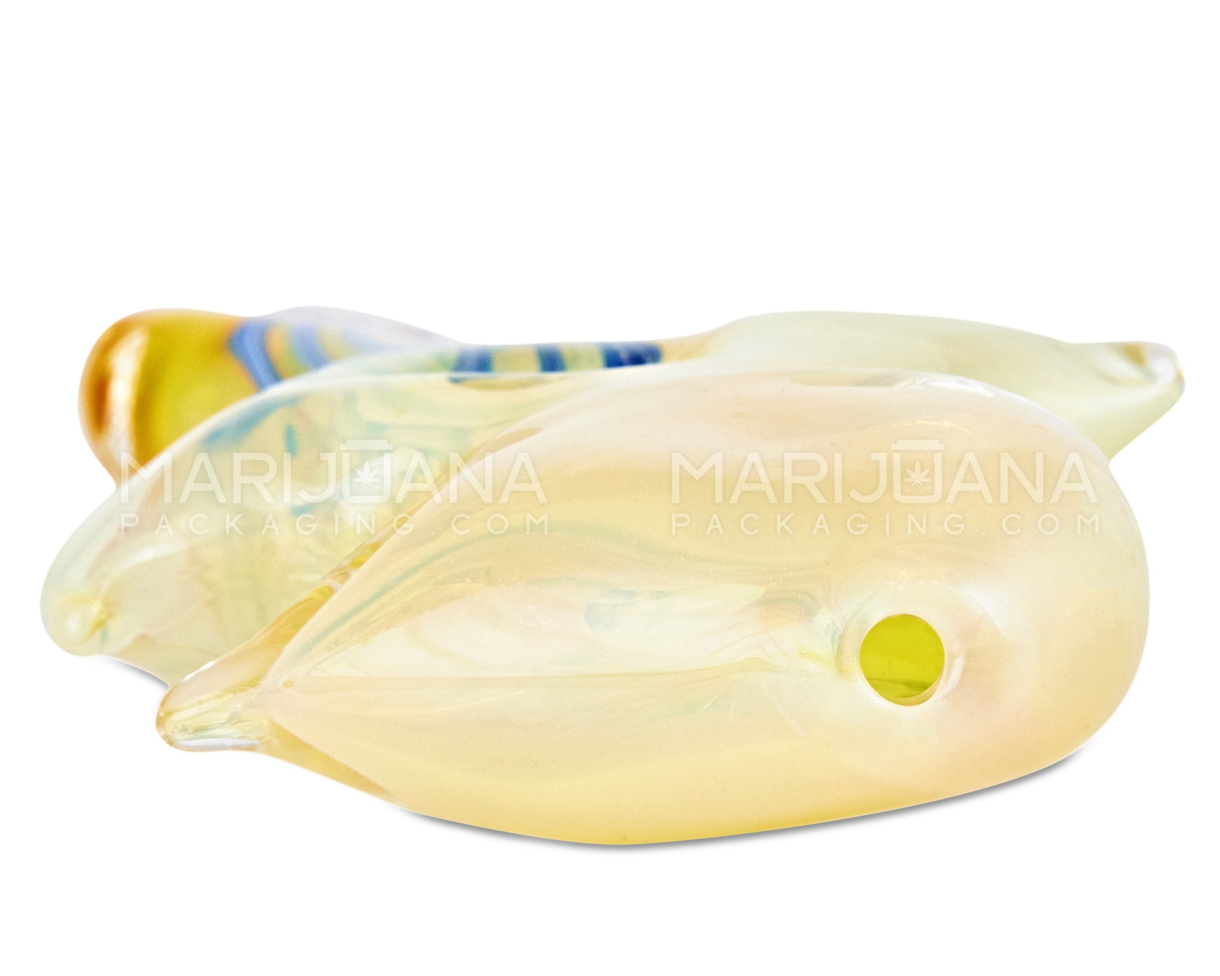 Swirl & Gold Fumed Crescent Moon Hand Pipe | 6.5in Long - Glass - Assorted - 5