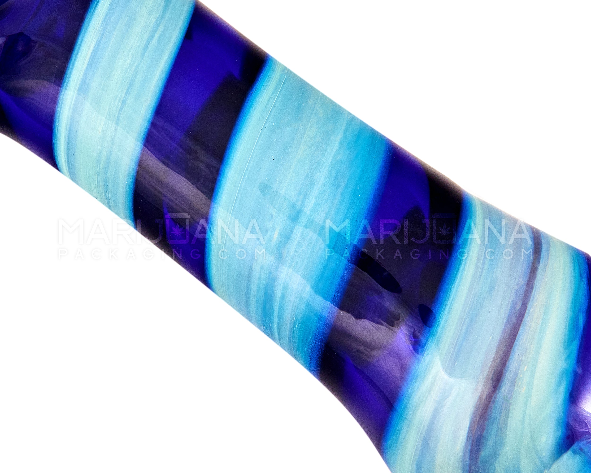 Spiral & Print Fumed Spoon Hand Pipe w/ Multi Knockers | 5in Long - Glass - Blue - 3
