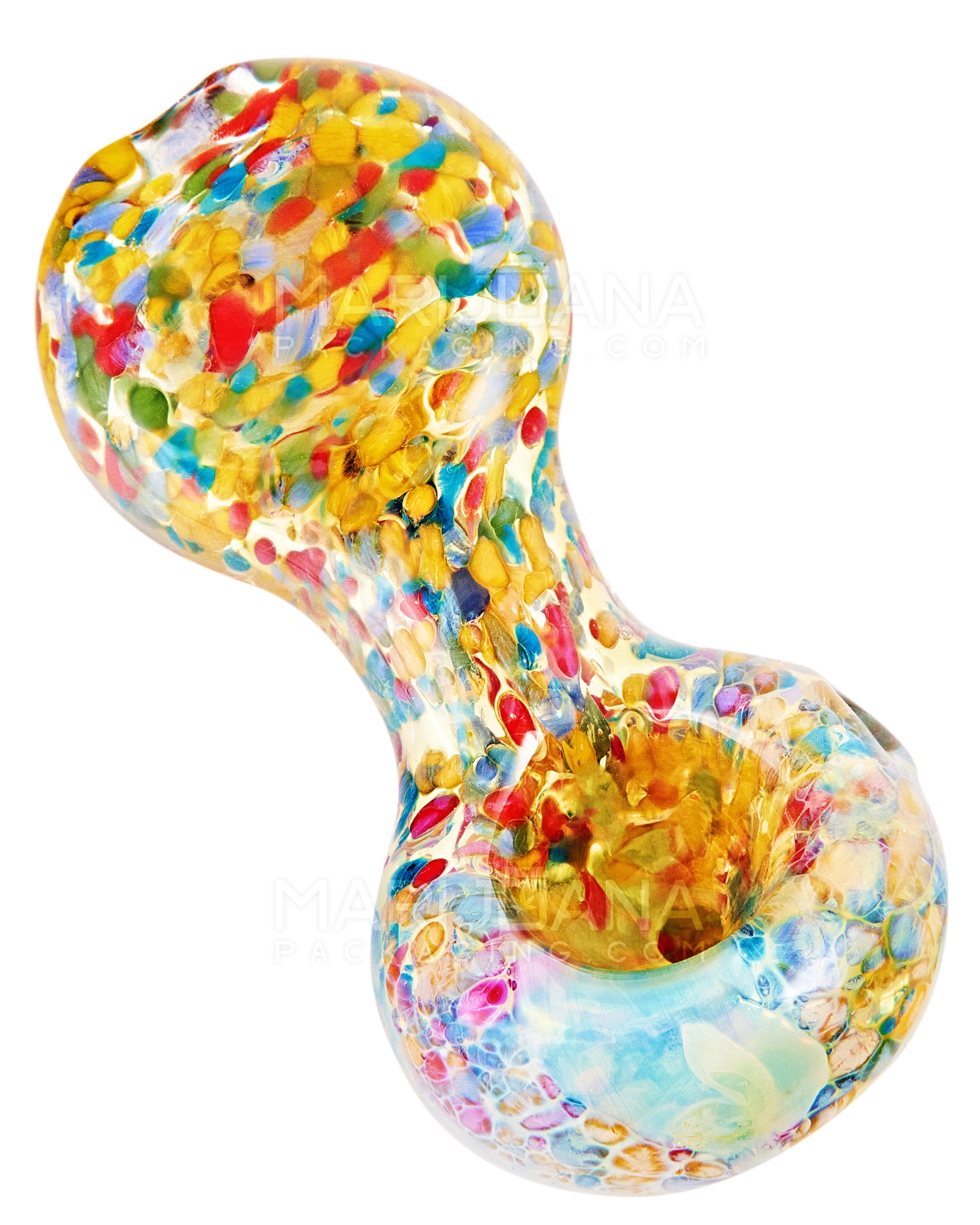 Flat Mouth Frit Spoon Hand Pipe | 3.5in Long - Glass - Assorted - 6