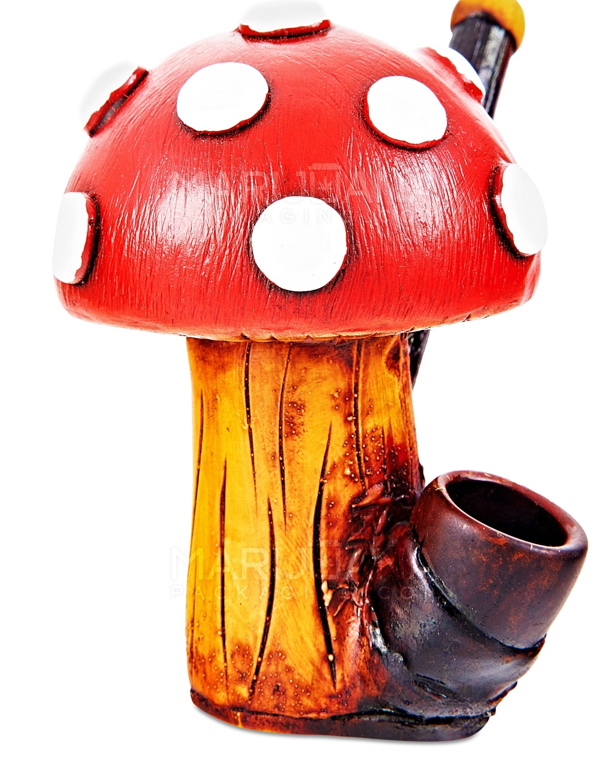 Mushroom Wood Pipe | 3in Tall - Wood Bowl - Red - 5
