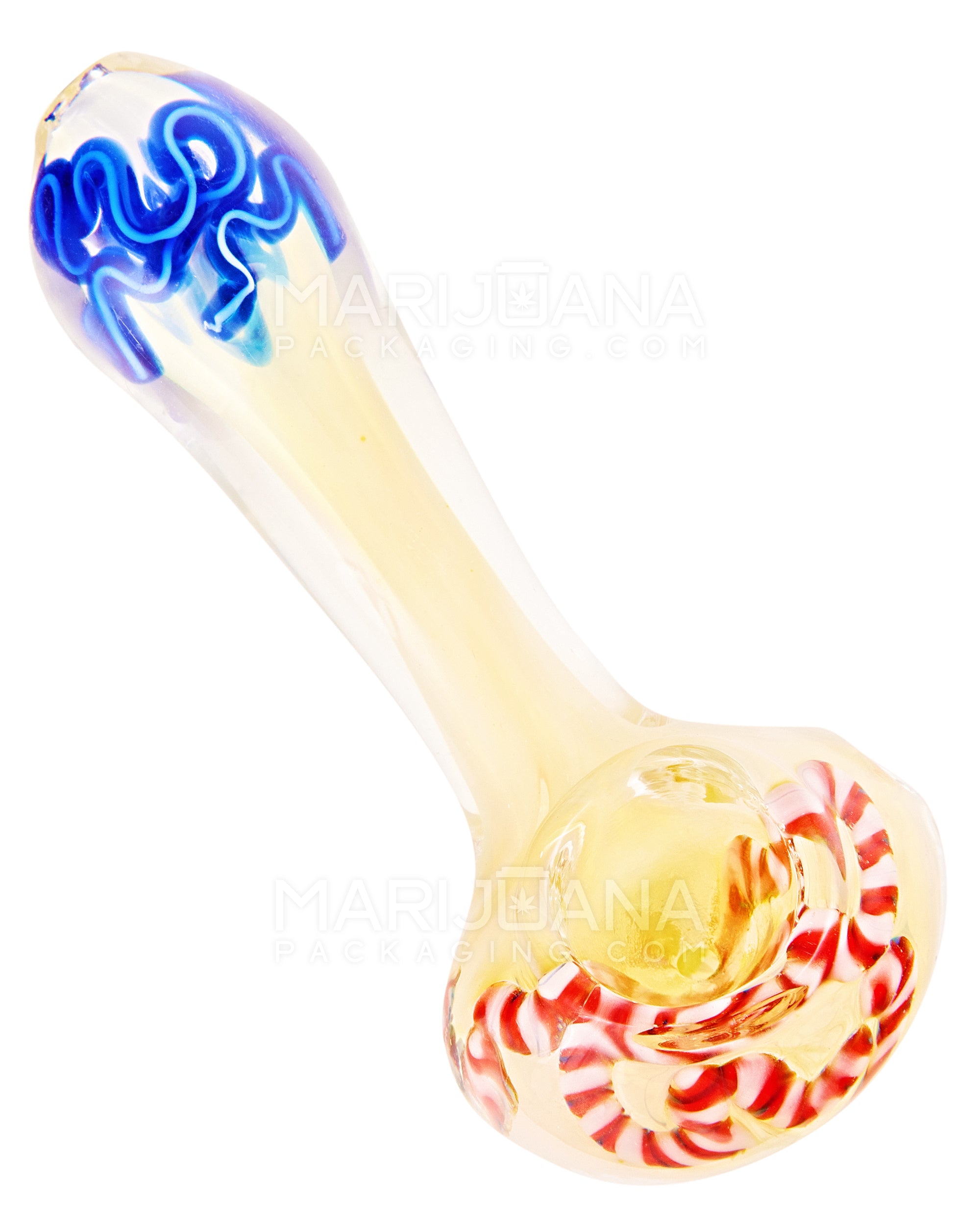 Ribboned & Frit Spoon Hand Pipe | 5in Long - Glass - Assorted - 6