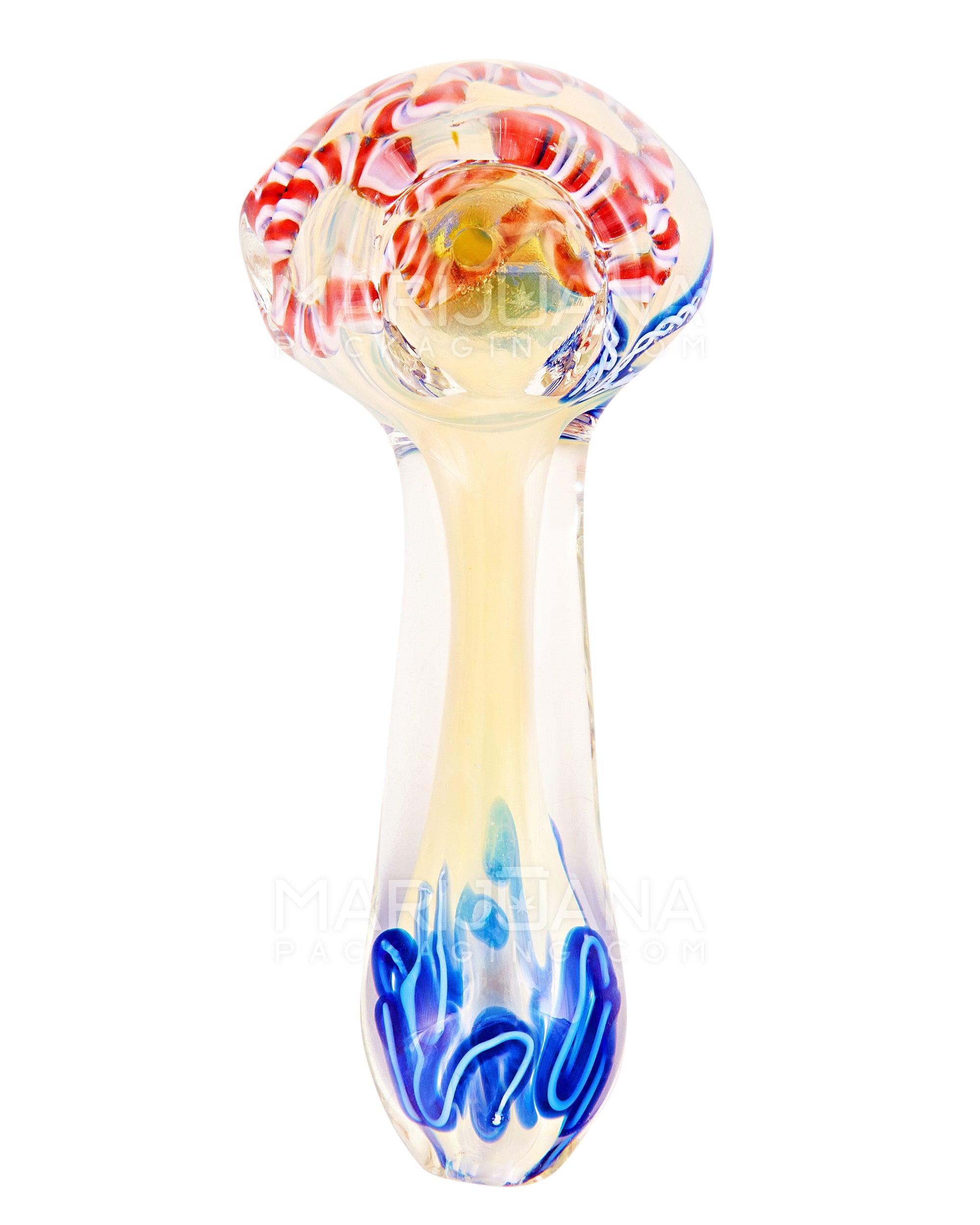 Ribboned & Frit Spoon Hand Pipe | 5in Long - Glass - Assorted - 2