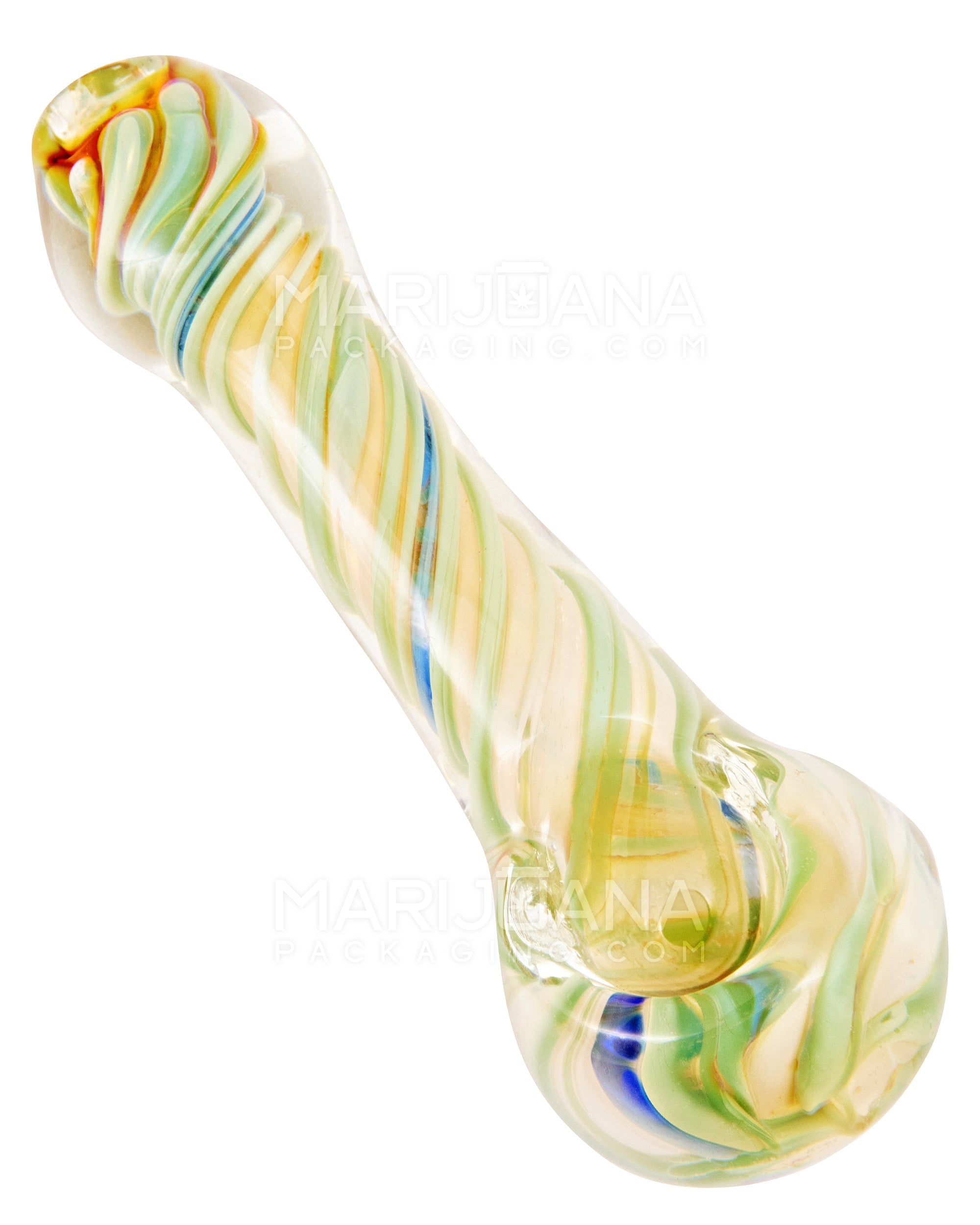 Spiral & Gold Fumed Spoon Hand Pipe | 4in Long - Glass - Assorted - 1